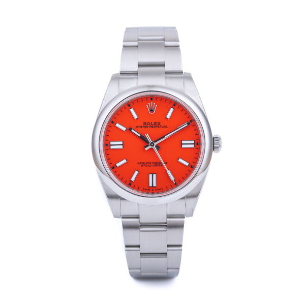 Rolex Oyster Perpetual 41mm | REF. 124300 | Red Dial | Box & Papers | 2021 | Stainless Steel