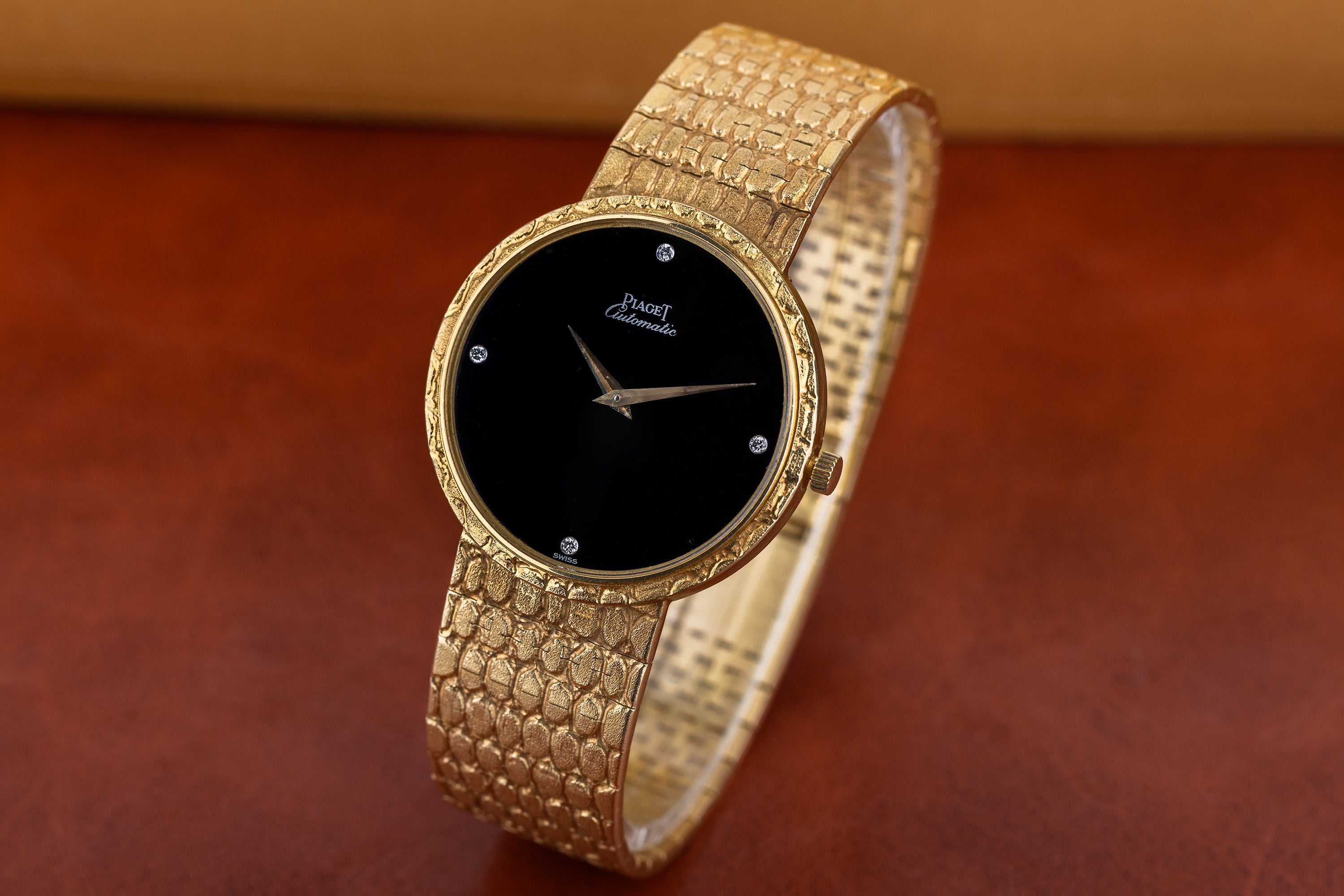 Vintage Piaget | Onyx Dial & Diamond Dial | Automatic | 18k Yellow Gold | Circa 1980's | 34mm