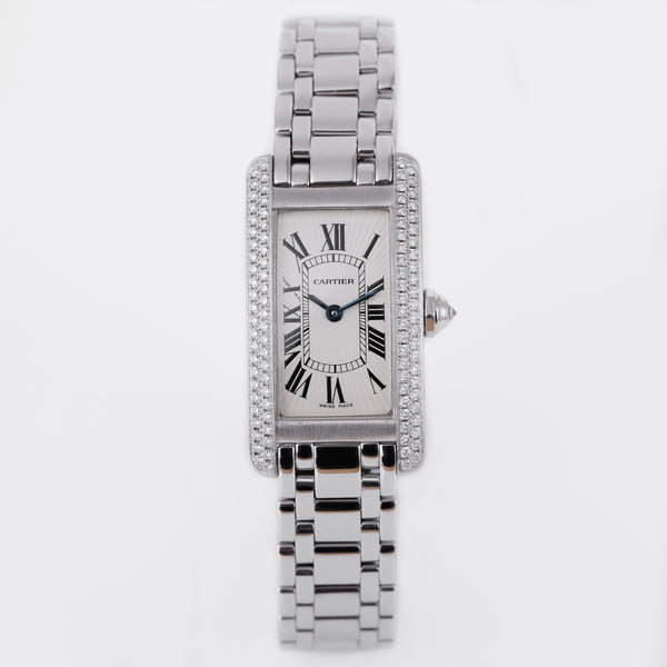 Cartier Tank Americaine | REF. 2489 | Double Row Diamond Bezel | 18k White Gold | 19mm