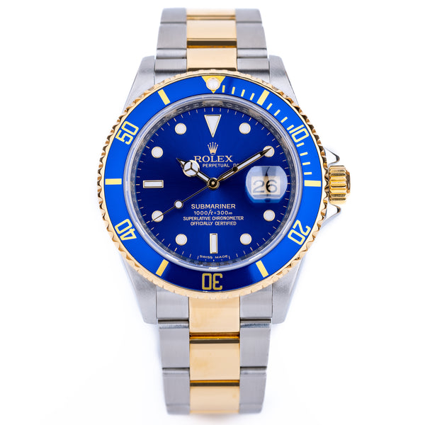 Rolex Submariner | REF. 16613 | Blue Dial | Engraved Rehaut | Box & Papers | 2008 | Stainless Steel & 18k Yellow Gold