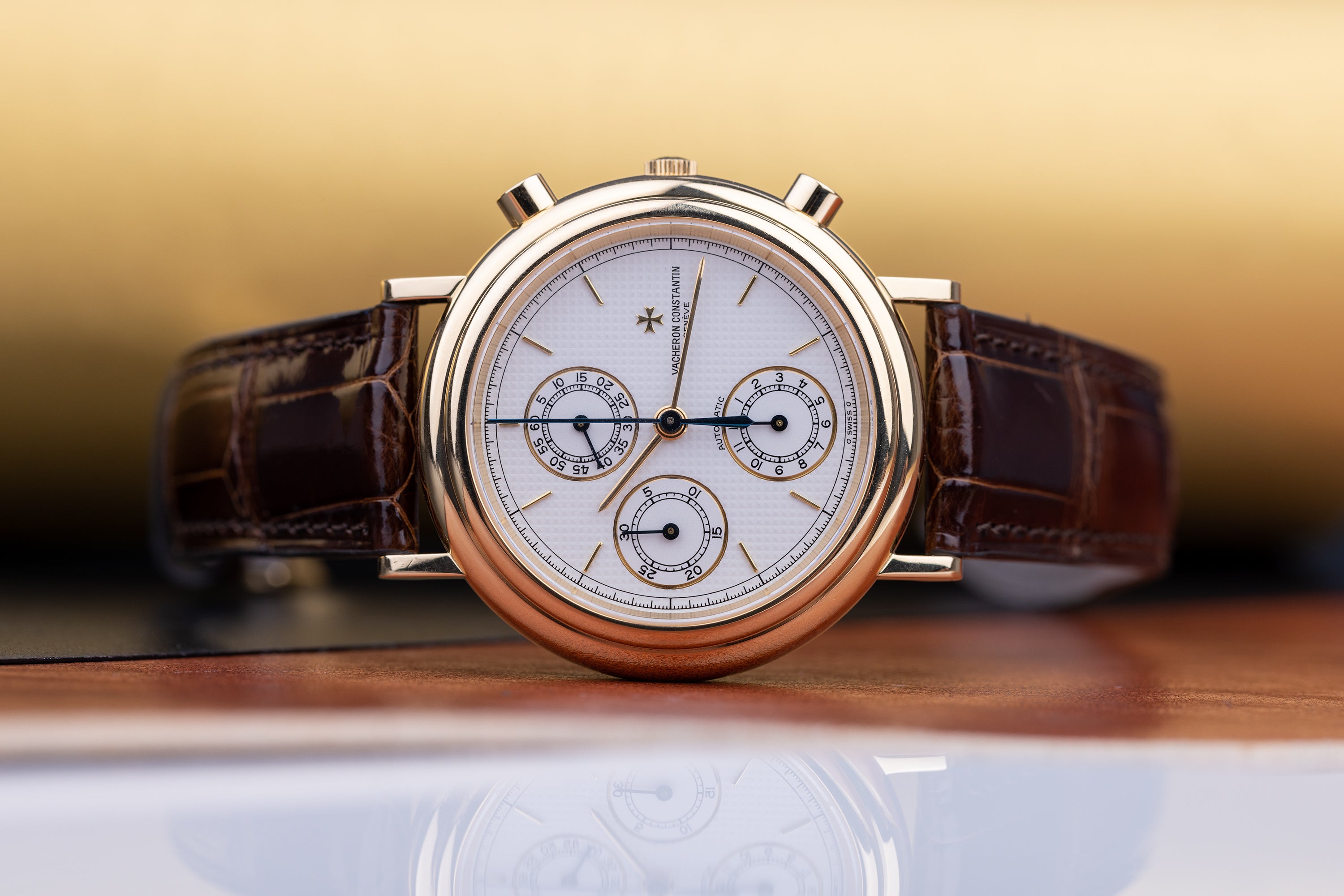 Vacheron Constantin Historiques Chronograph REF. 47001 White Hobnail Dial 38mm 18k Yellow Gold 1990s