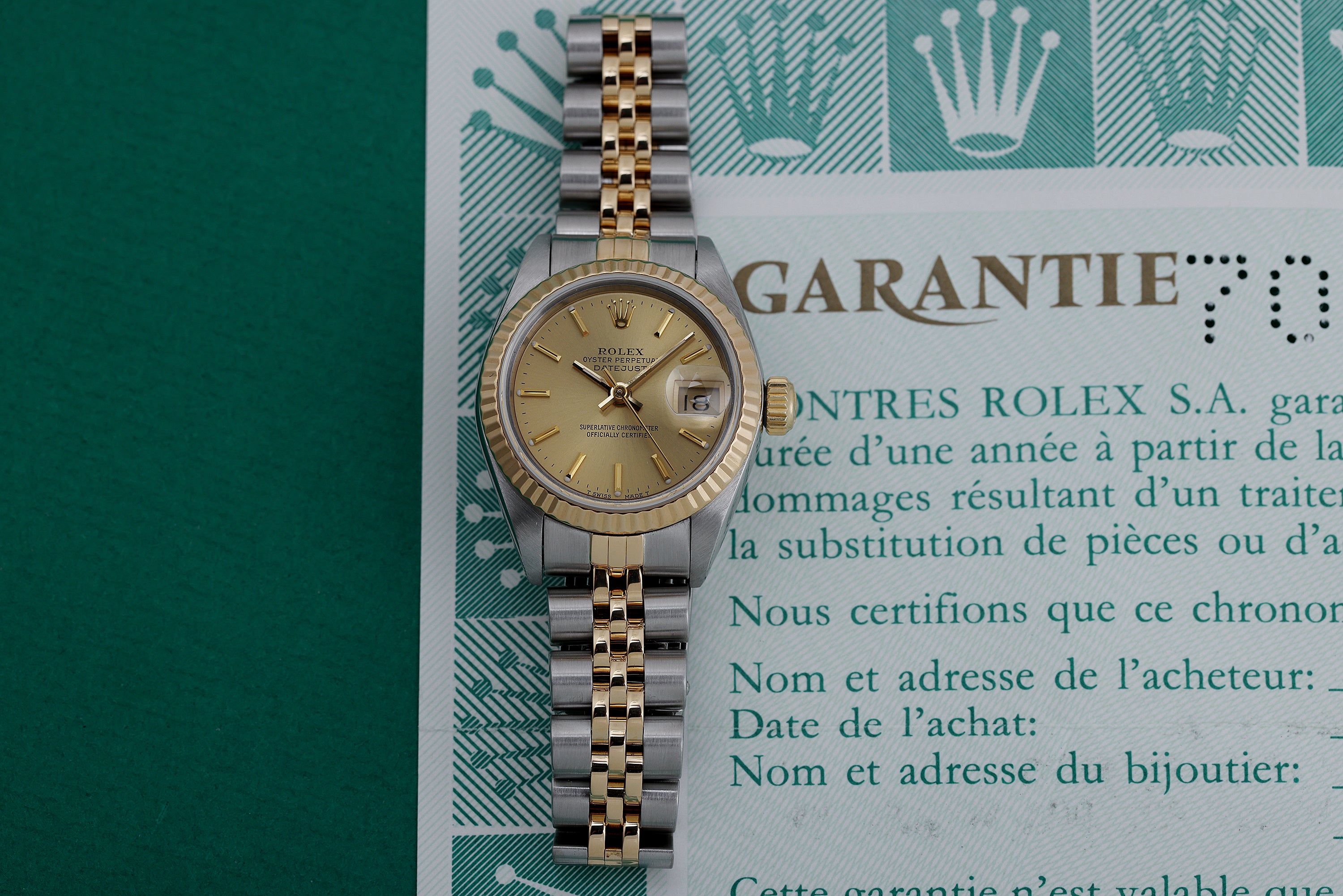 Rolex Lady DateJust | REF. 69173 | Stainless Steel & 18k Yellow Gold | Gold Dial | Box & Papers | 1992
