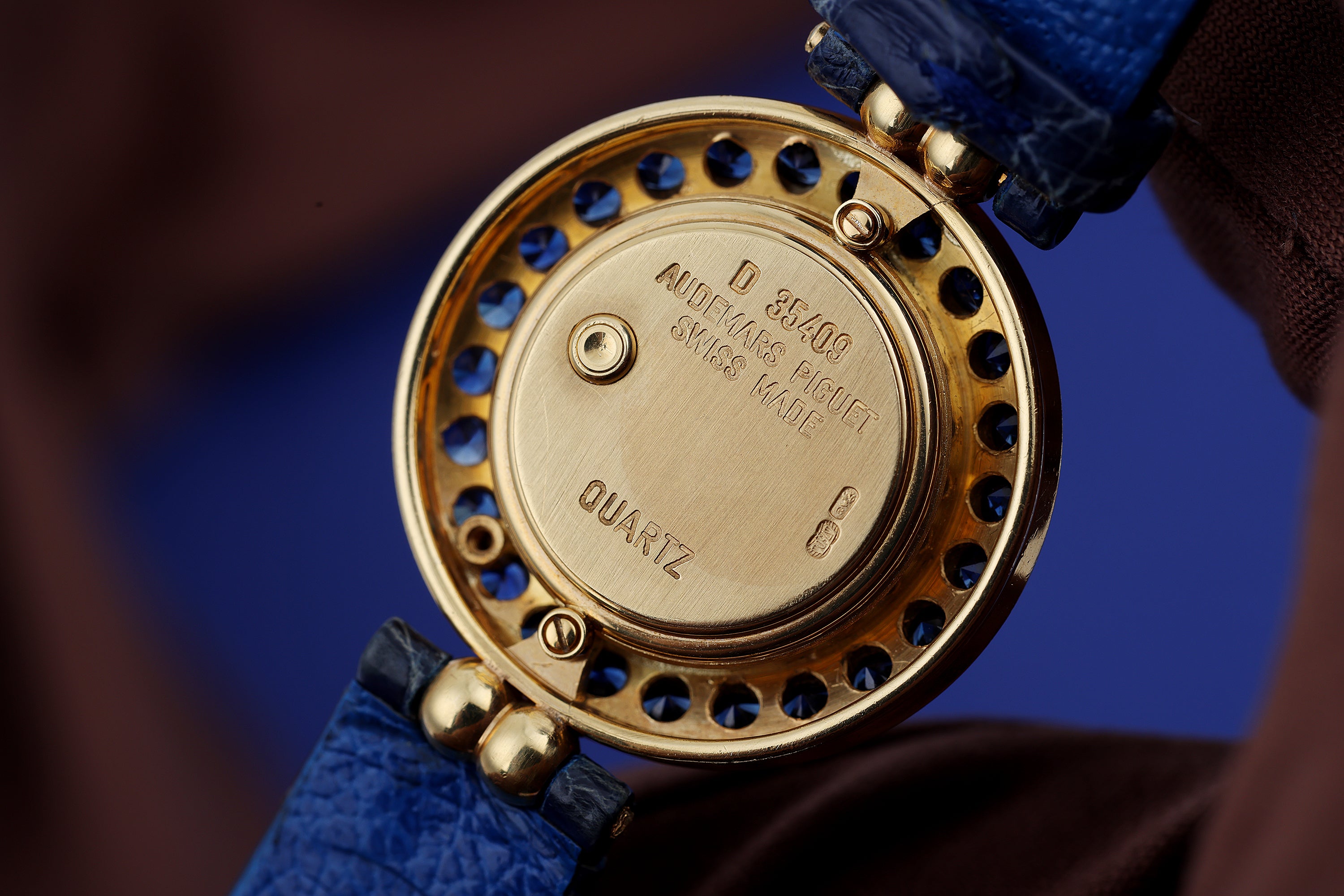 Audemars Piguet 1990s Ladies Watch | Pavé Diamond & Blue Sapphires | 18k Yellow Gold | 25.5mm
