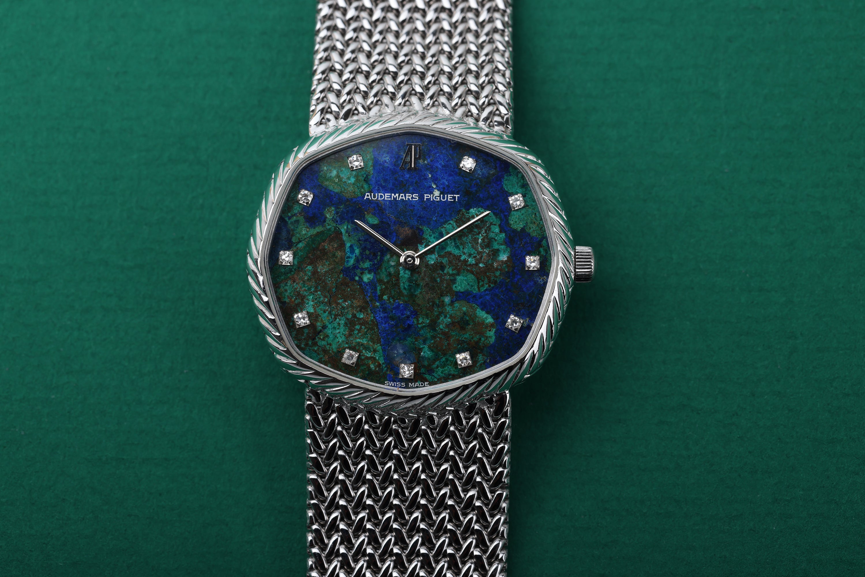 Rare Audemars Piguet 1980's Watch | Azurmalachite Dial | Octagonal Bezel | 18k White Gold | 32mm | Manual Wind