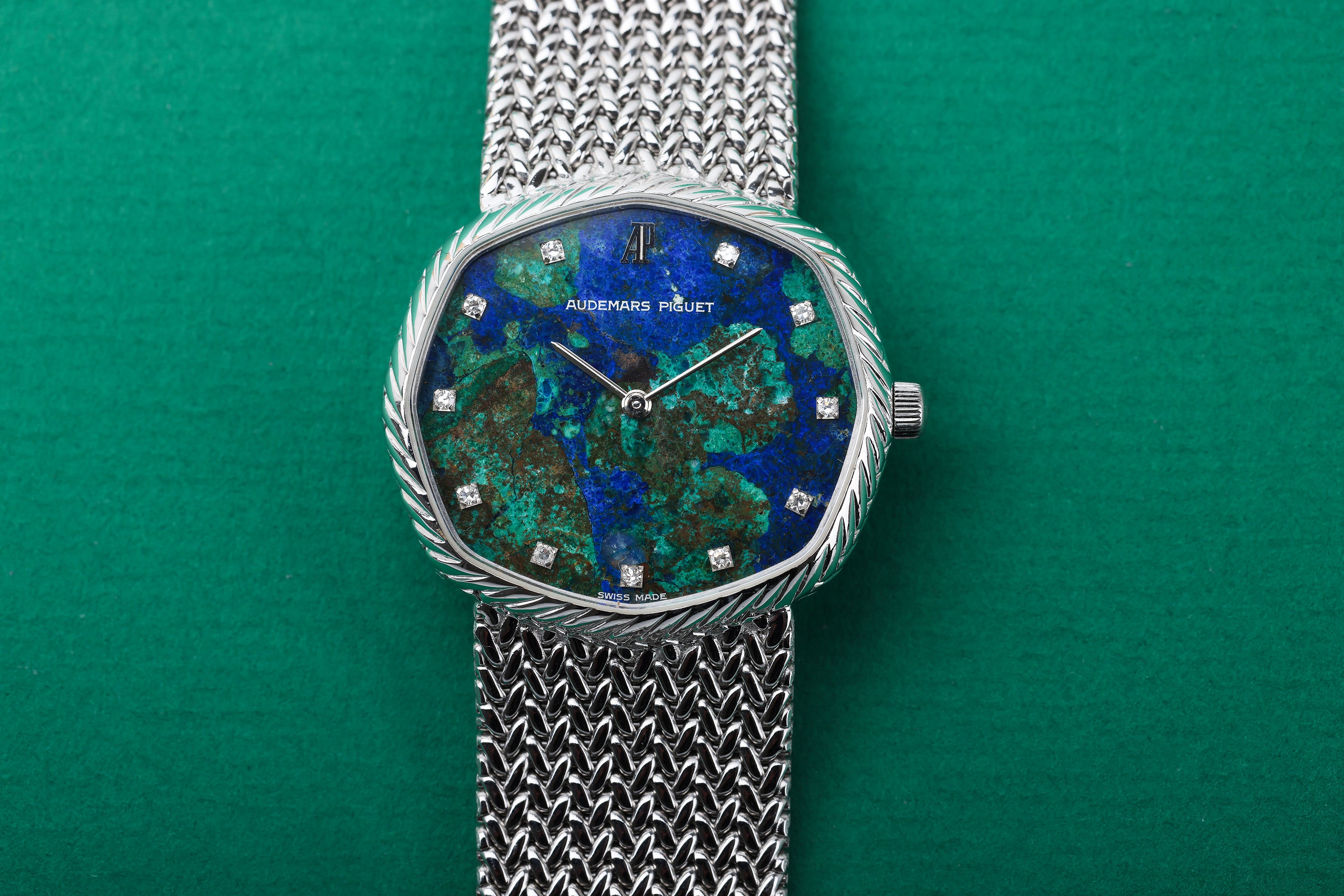 Rare Audemars Piguet 1980's Watch | Azurmalachite Dial | Octagonal Bezel | 18k White Gold | 32mm | Manual Wind