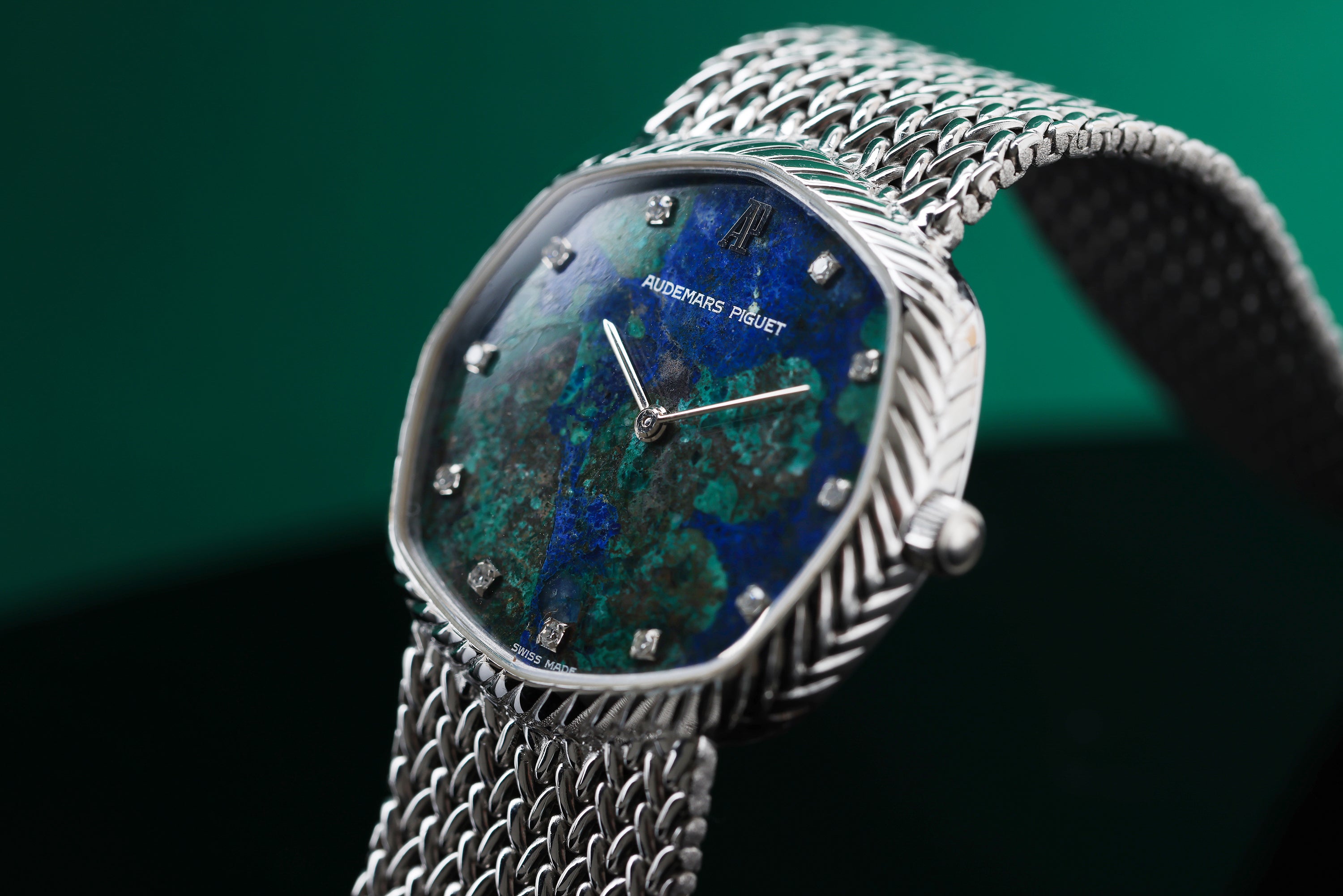 Rare Audemars Piguet 1980's Watch | Azurmalachite Dial | Octagonal Bezel | 18k White Gold | 32mm | Manual Wind