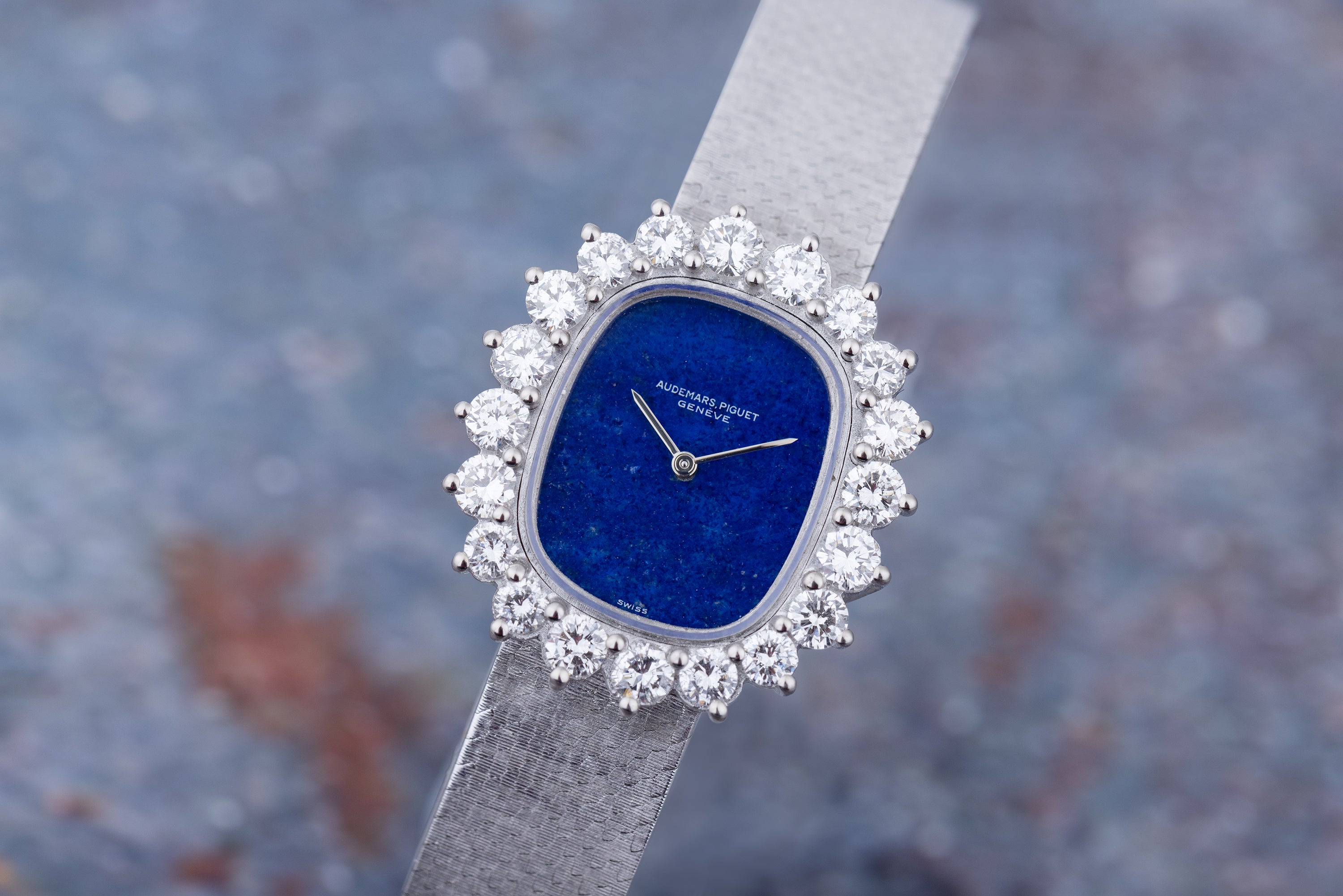 Audemars Piguet 1980s Vintage Watch Lapis Lazuli Dial Diamond