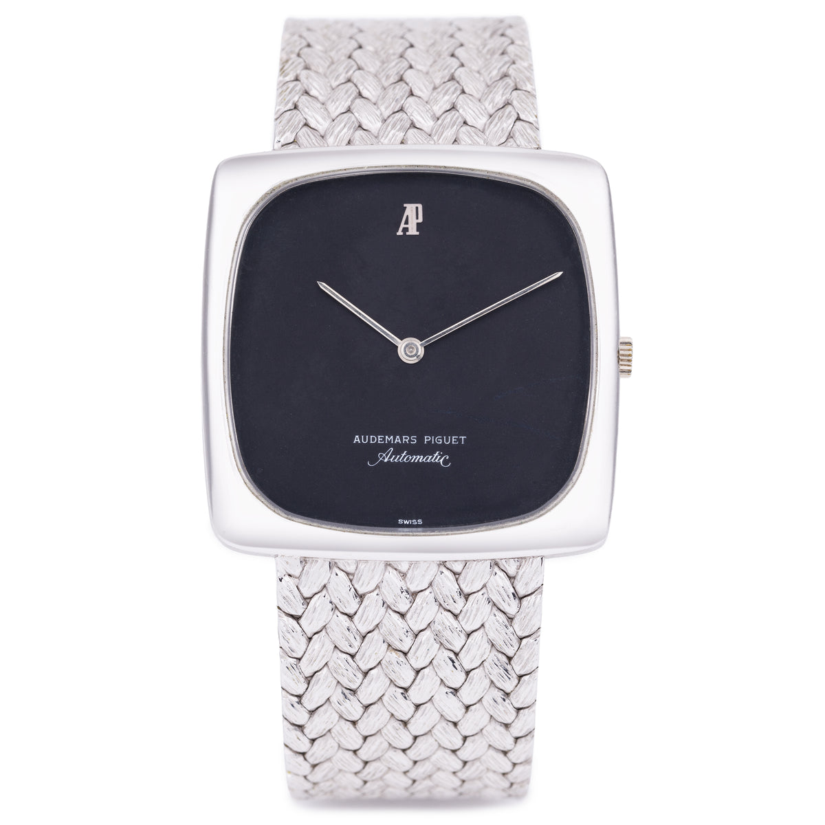 Audemars Piguet 1970's-1980's Vintage Watch | Square-Shaped | Black Dial | 18k White Gold | Automatic | 34mm
