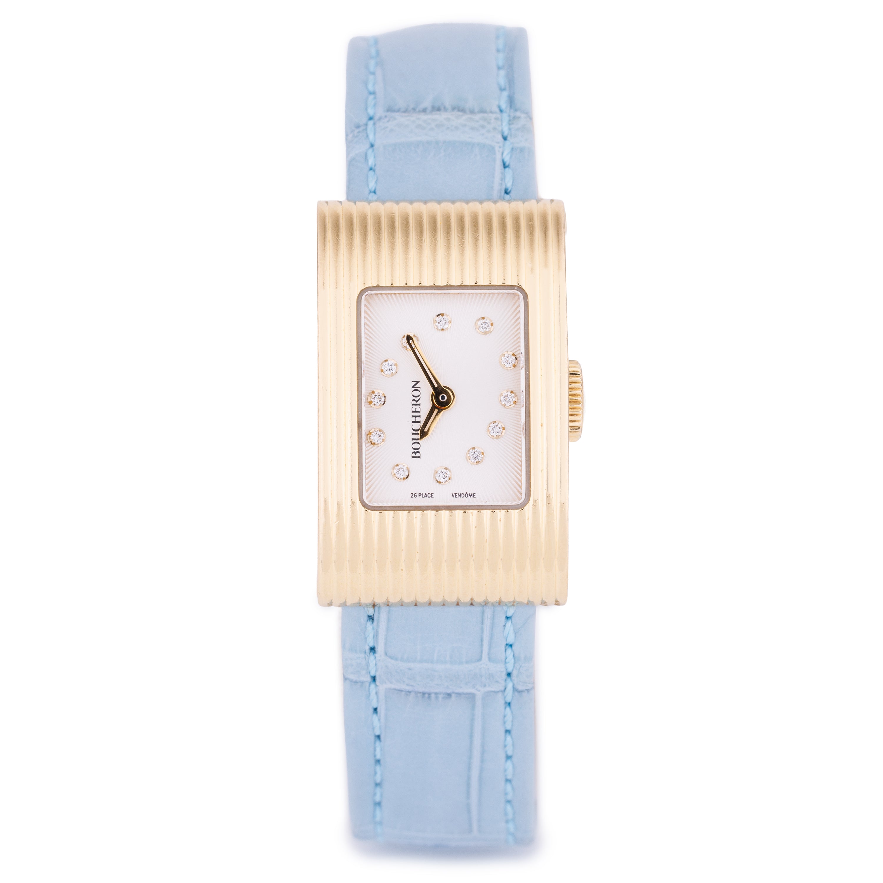 Boucheron 1990's Ladies Wristwatch | White Diamond Dial | 18k Yellow Gold | 18mm | Interchangeable Bracelet | 2000's