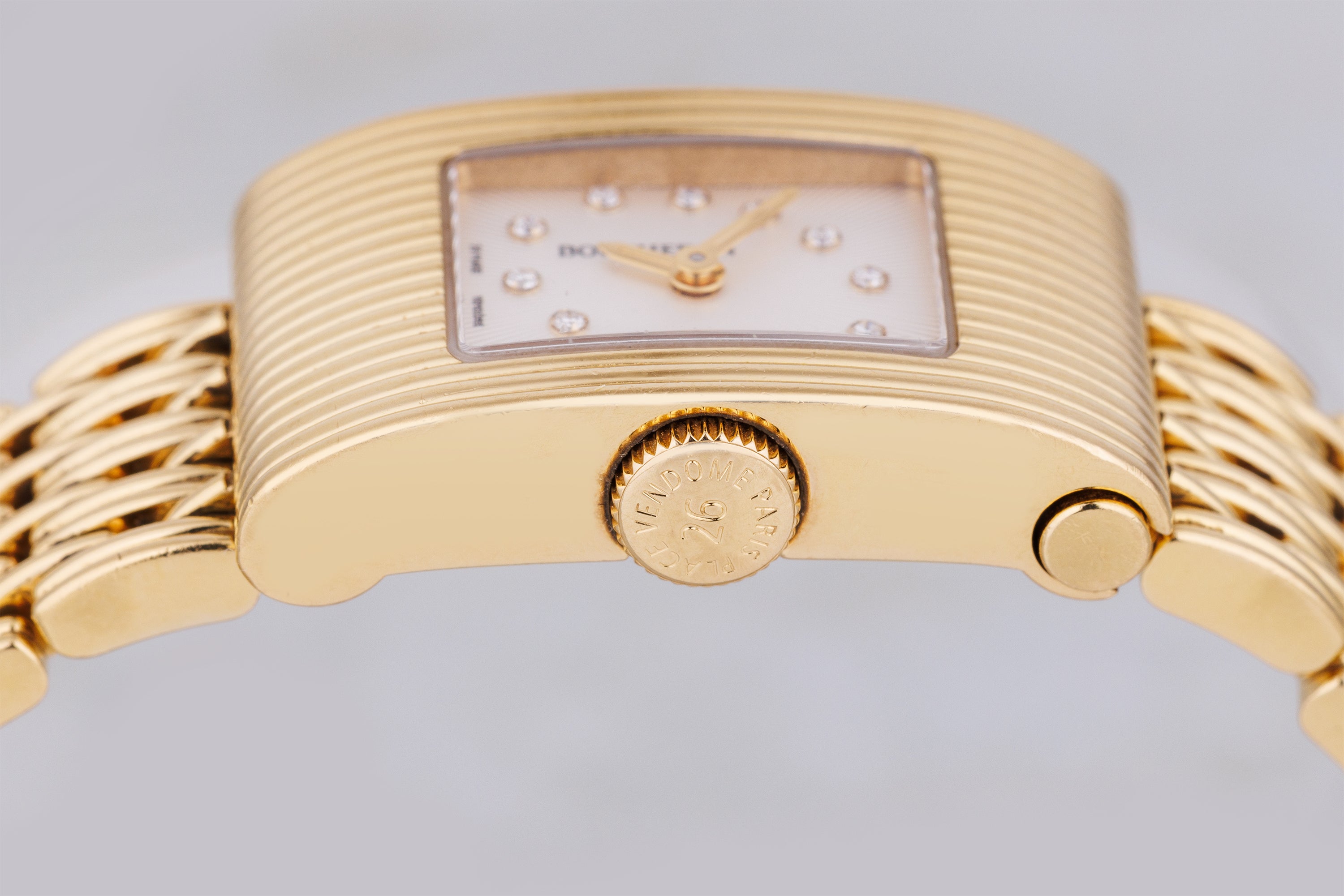 Boucheron 1990's Ladies Wristwatch | White Diamond Dial | 18k Yellow Gold | 18mm | Interchangeable Bracelet | 2000's