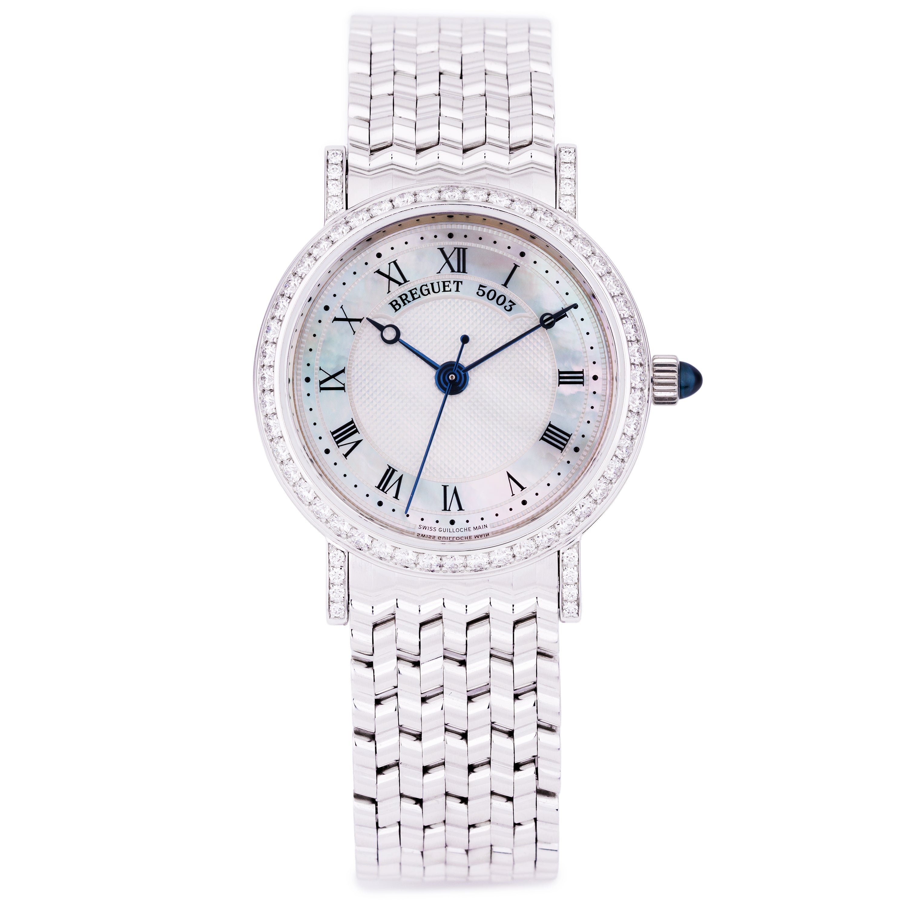 Breguet Classique | REF. 8068BB/52/BC0/DD00 | 18k White Gold | Mother of Pearl Dial | Diamond Bezel & Shoulders | 30.5mm | Papers