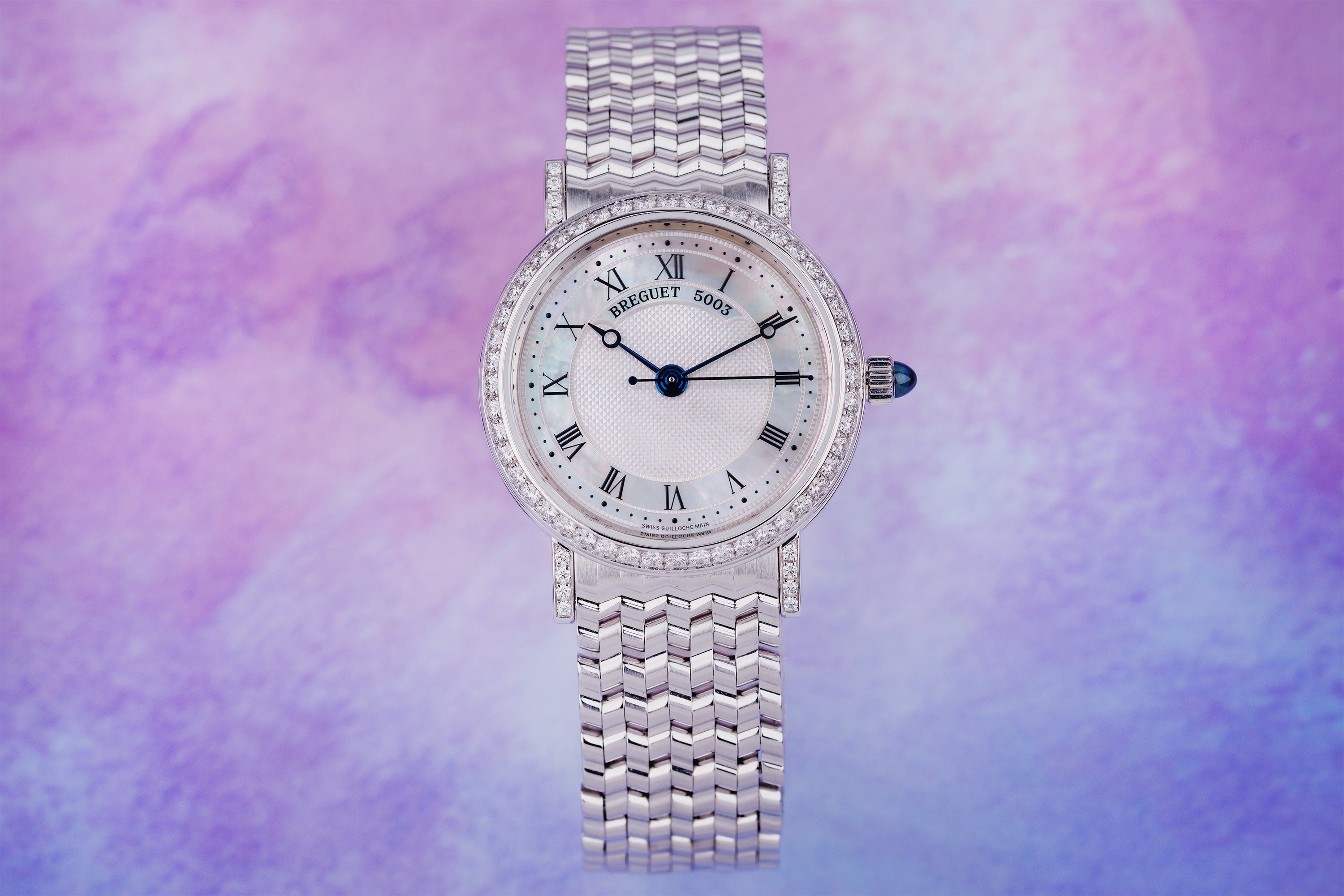Breguet Classique | REF. 8068BB/52/BC0/DD00 | 18k White Gold | Mother of Pearl Dial | Diamond Bezel & Shoulders | 30.5mm | Papers
