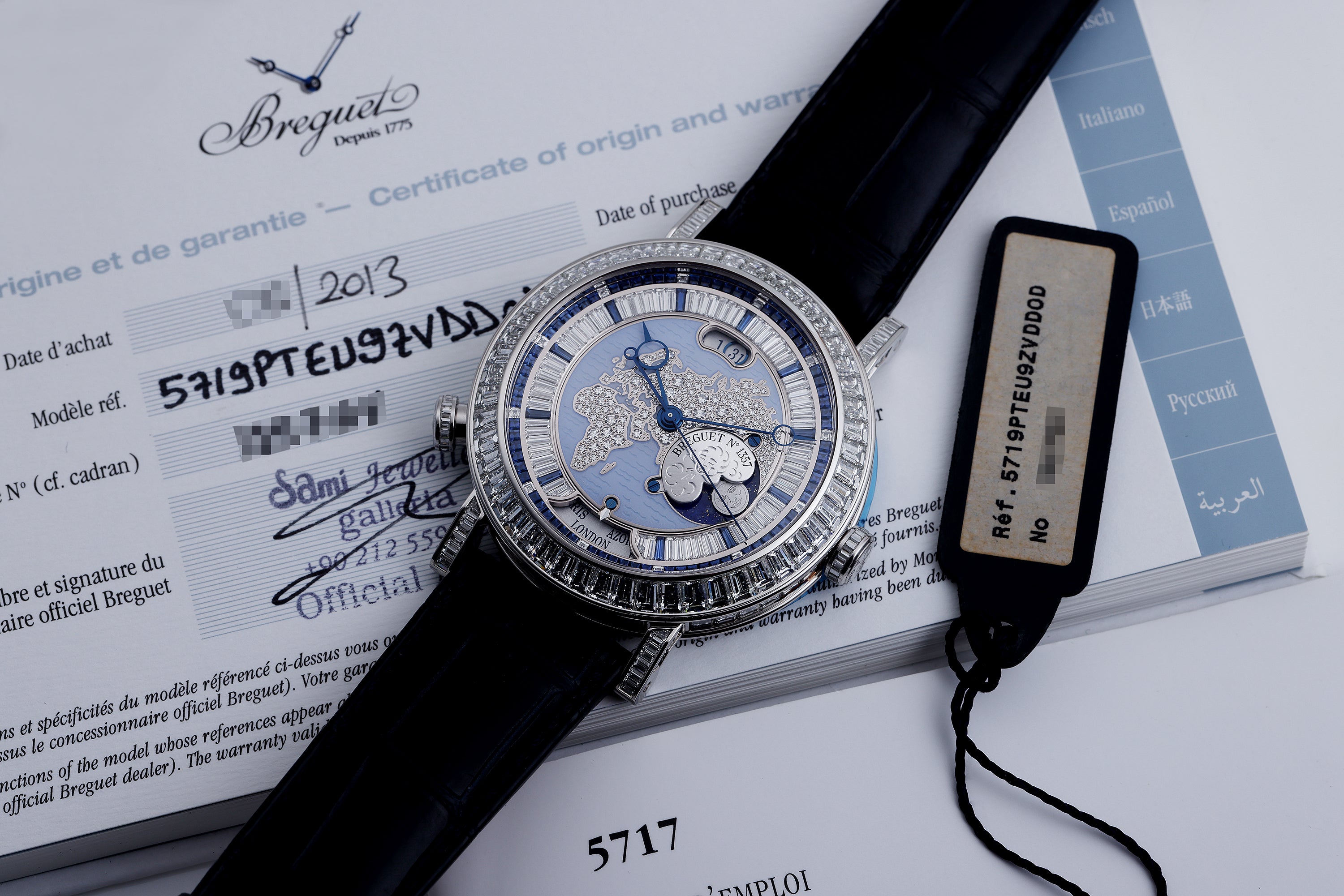 Unworn Breguet Classique Hora Mundi | REF. 5719PT/AS/9ZV DD0D | Platinum | Diamond & Sapphires | Box & Papers