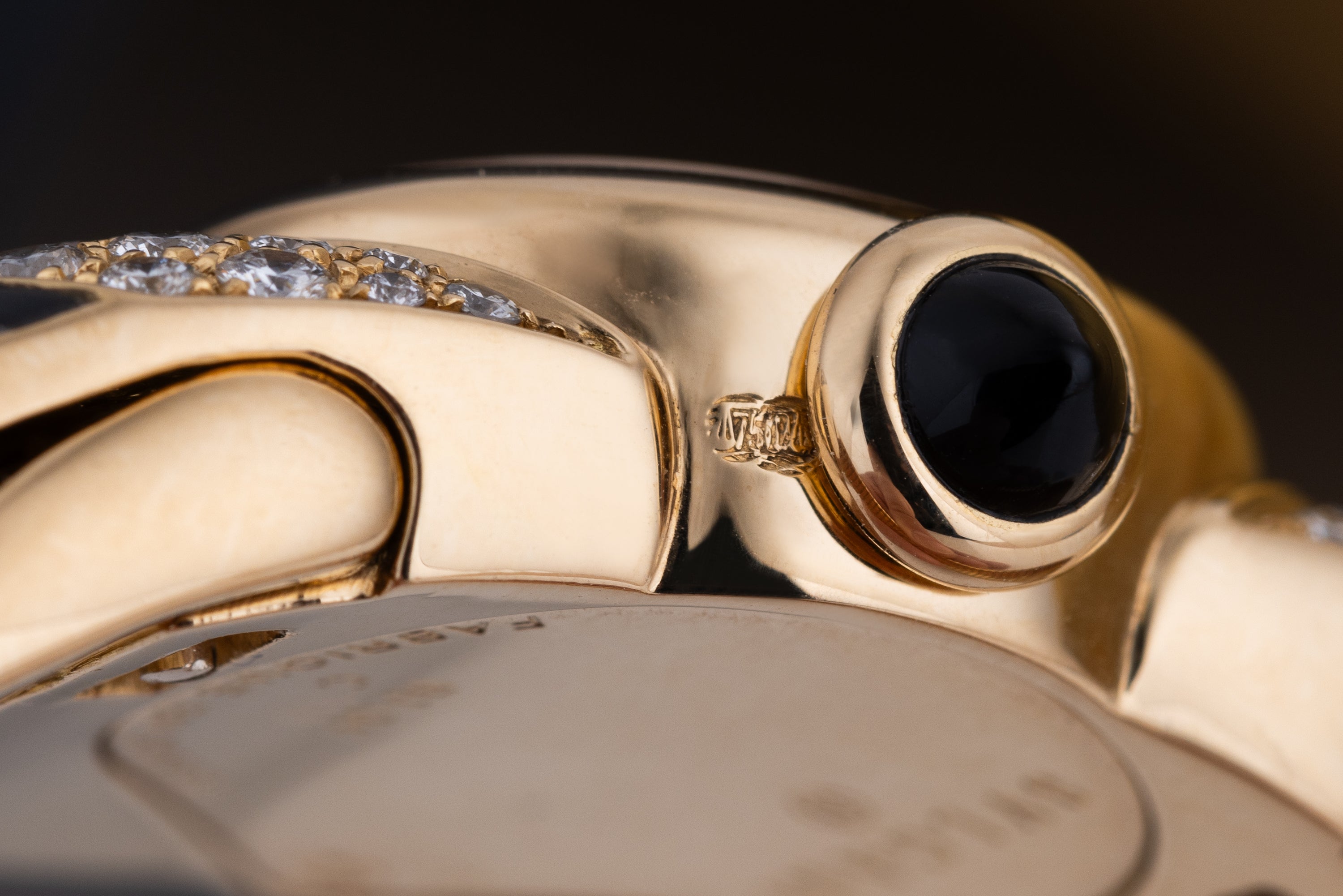 Unworn Vintage Bvlgari Farfalla Watch Bangle | REF. BJ 04 | Pave Diamond Dial | Onyx & Diamond Shoulders | 18k Yellow Gold | Circa 1990's