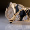 Unworn Vintage Bvlgari Farfalla Watch Bangle | REF. BJ 04 | Pave Diamond Dial | Onyx & Diamond Shoulders | 18k Yellow Gold | Circa 1990's