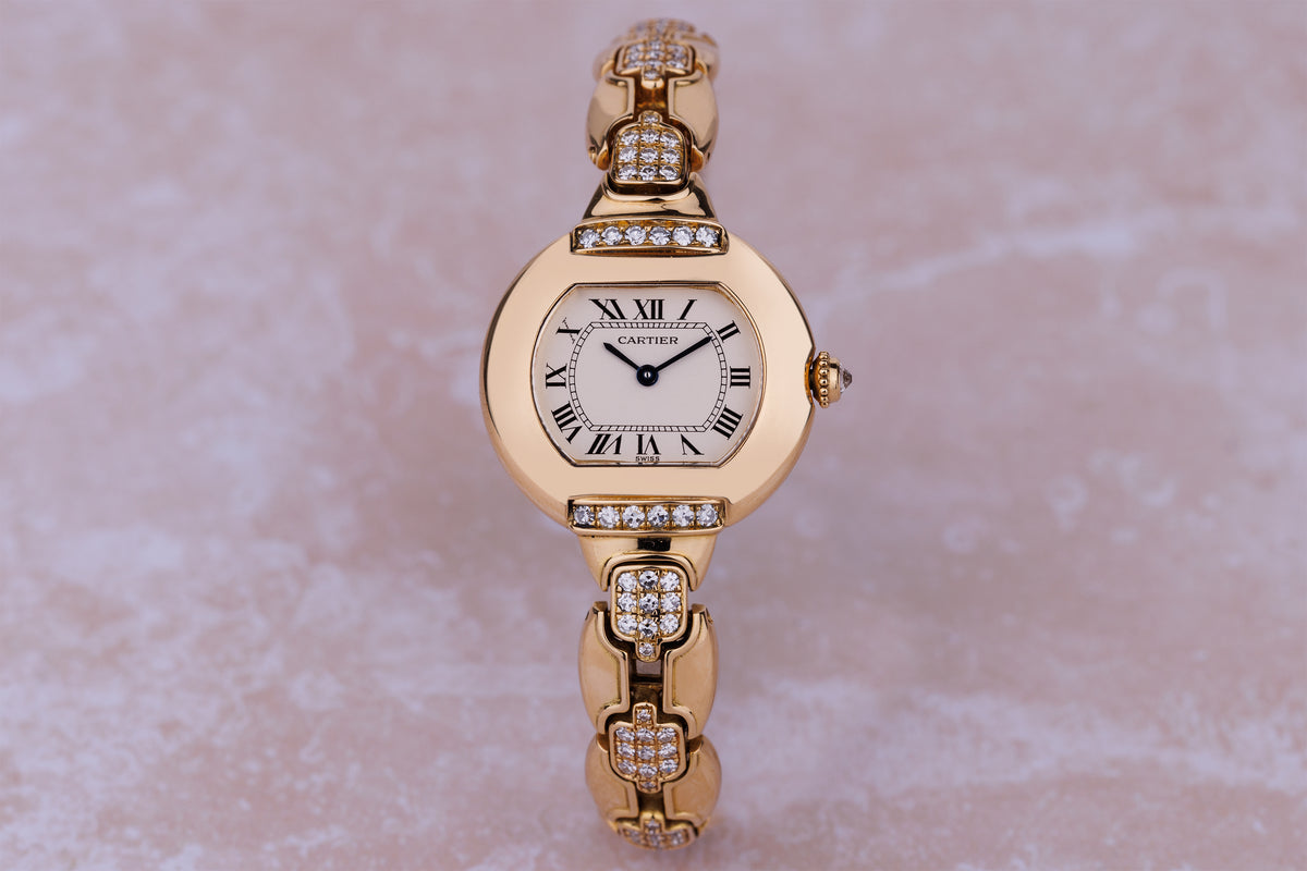 Cartier Diamond Ellipse | REF. 805790 | Diamond Case & Bracelet | 18k Yellow Gold | Quartz | Circa 1990's