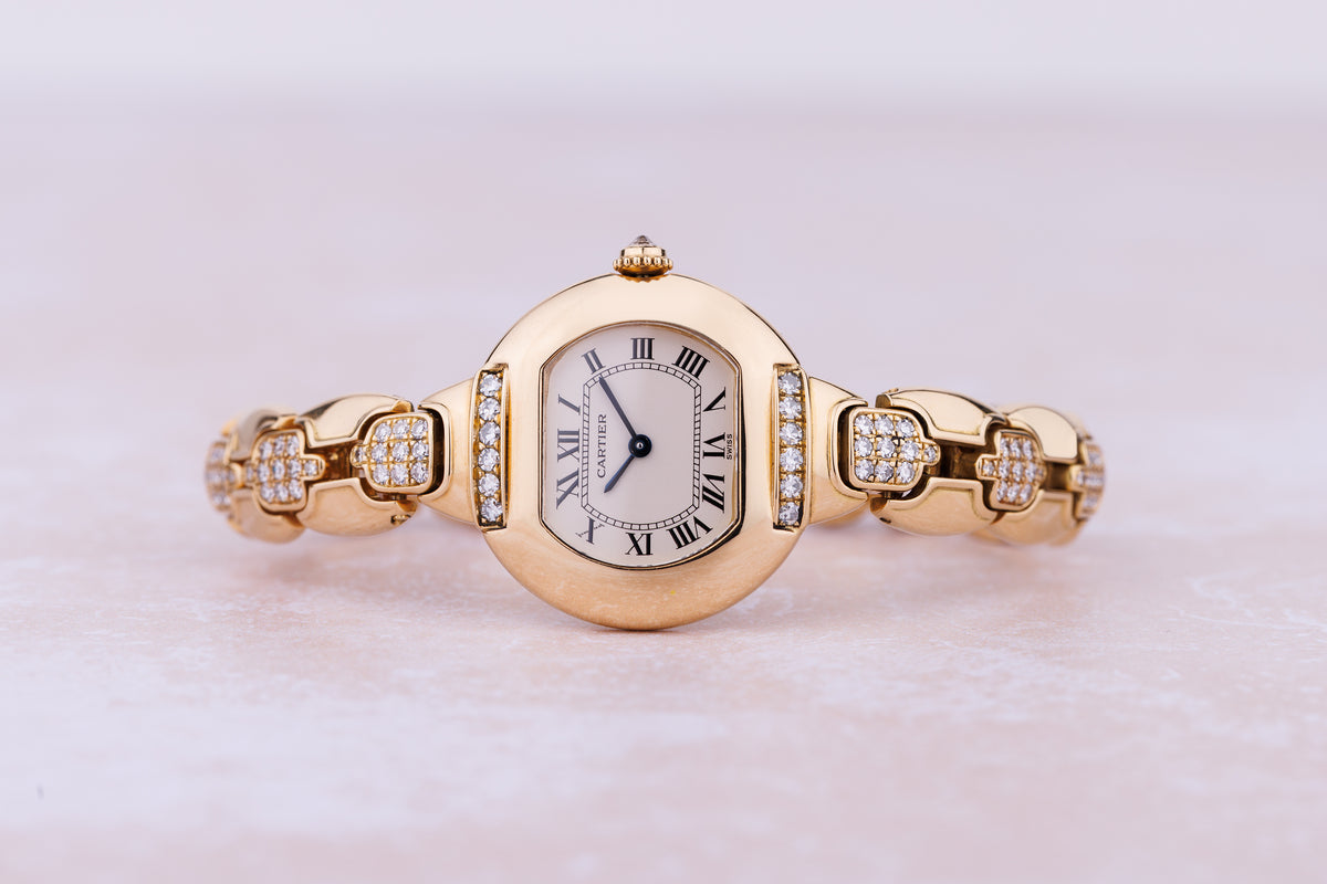 Cartier Diamond Ellipse | REF. 805790 | Diamond Case & Bracelet | 18k Yellow Gold | Quartz | Circa 1990's