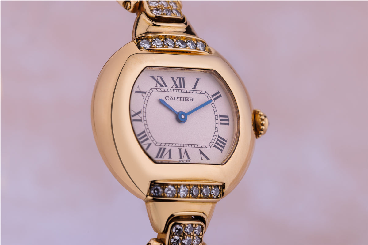 Cartier Diamond Ellipse | REF. 805790 | Diamond Case & Bracelet | 18k Yellow Gold | Quartz | Circa 1990's