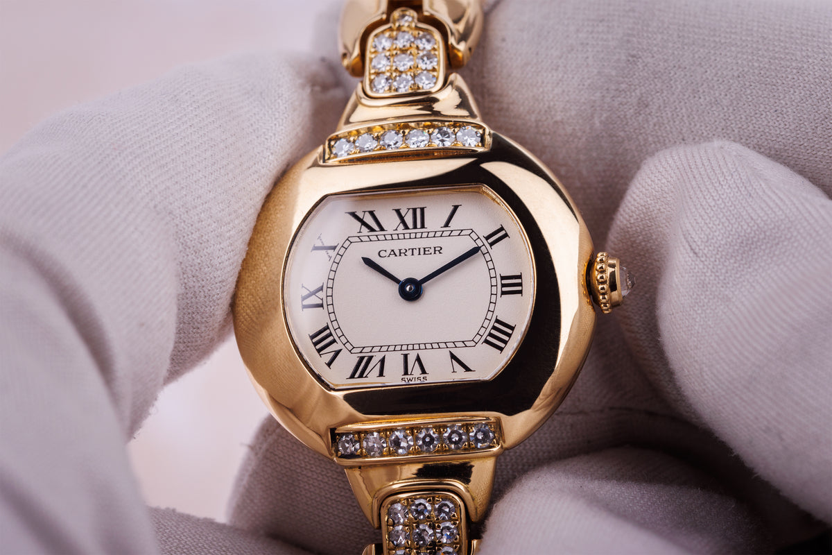 Cartier Diamond Ellipse | REF. 805790 | Diamond Case & Bracelet | 18k Yellow Gold | Quartz | Circa 1990's