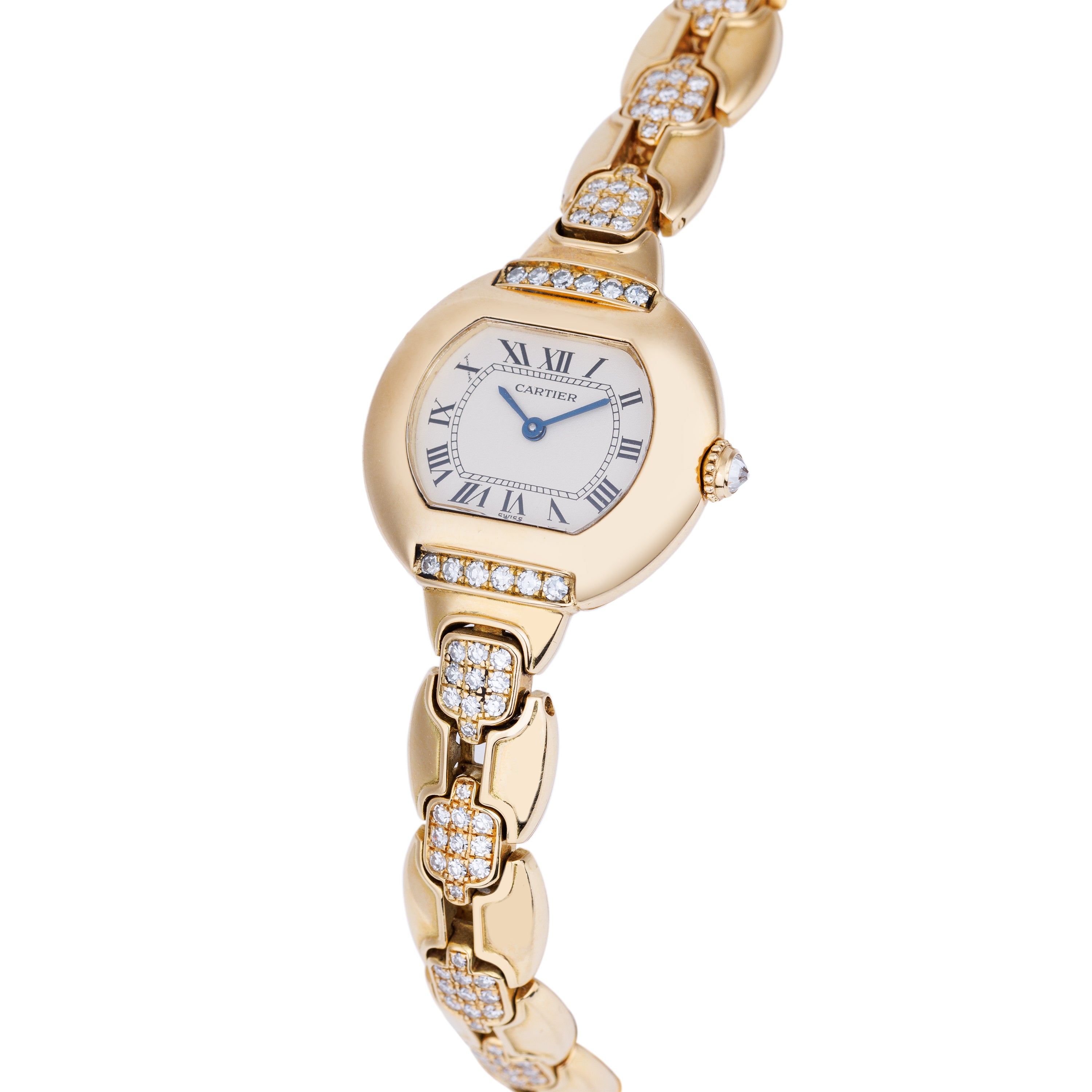 Cartier Ladies Ellipse | REF. 805790 | 18k Yellow Gold | Diamond Shoulders & Bracelet | Circa 1900's