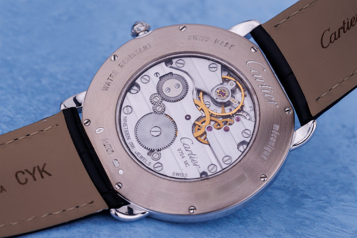 Cartier Ronde Louis Cartier | REF. WR007004 / 3269 | Pavé Diamonds | Exhibition Back | 18k White Gold | Manual Wind | 42mm | Box & Papers
