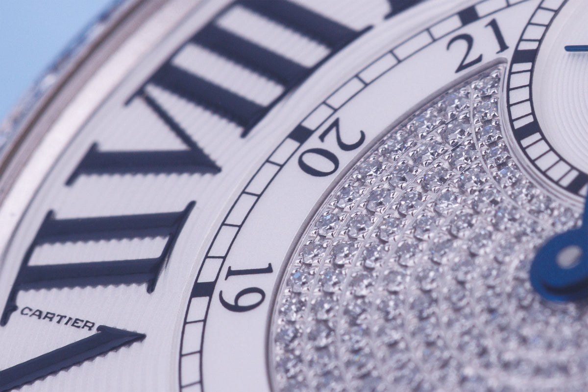Cartier Ronde Louis Cartier | REF. WR007004 / 3269 | Pavé Diamonds | Exhibition Back | 18k White Gold | Manual Wind | 42mm | Box & Papers