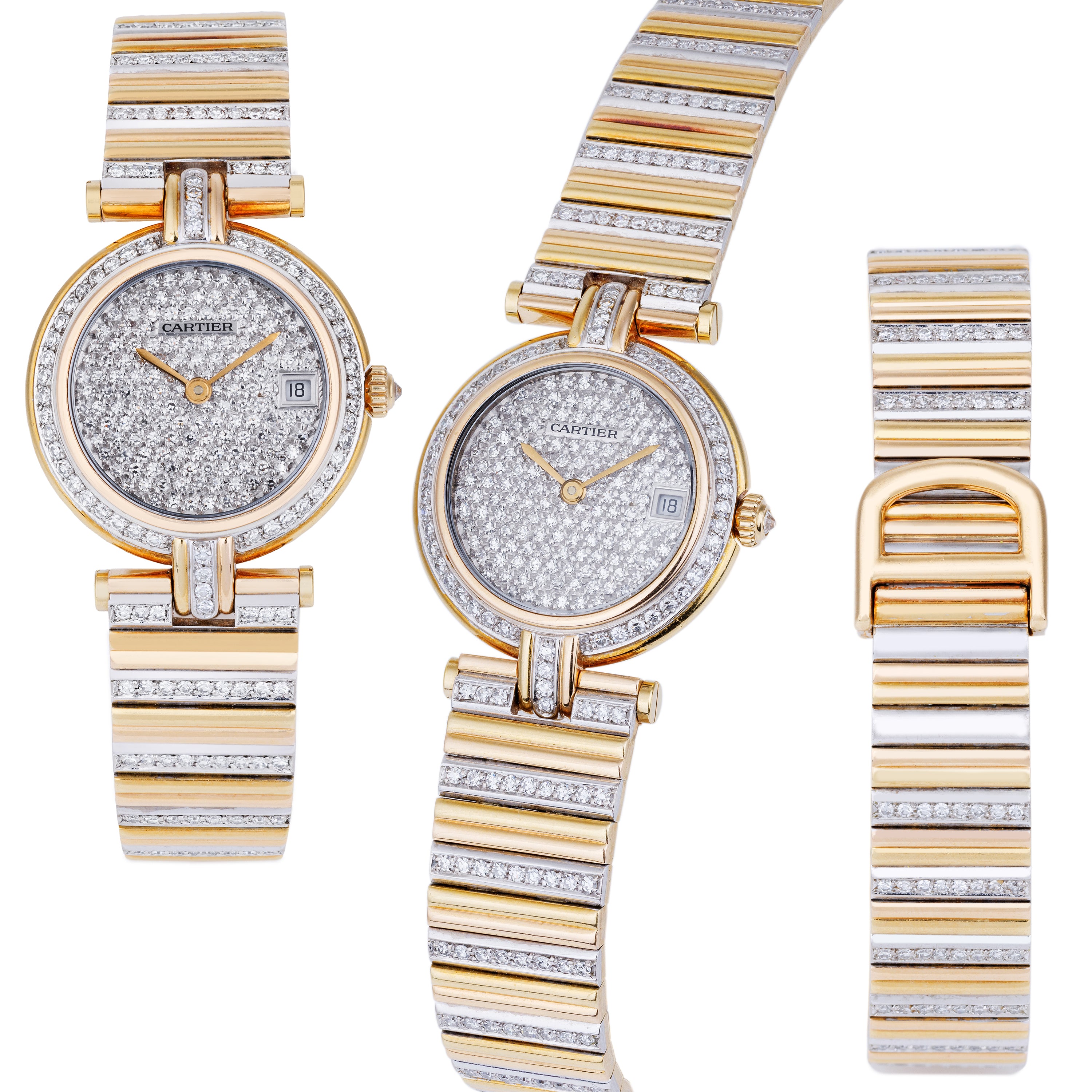 Cartier Vendome Pavé Diamonds | REF. 8395 | Two-Tone 18k Yellow & White Gold | 26mm | 2000's