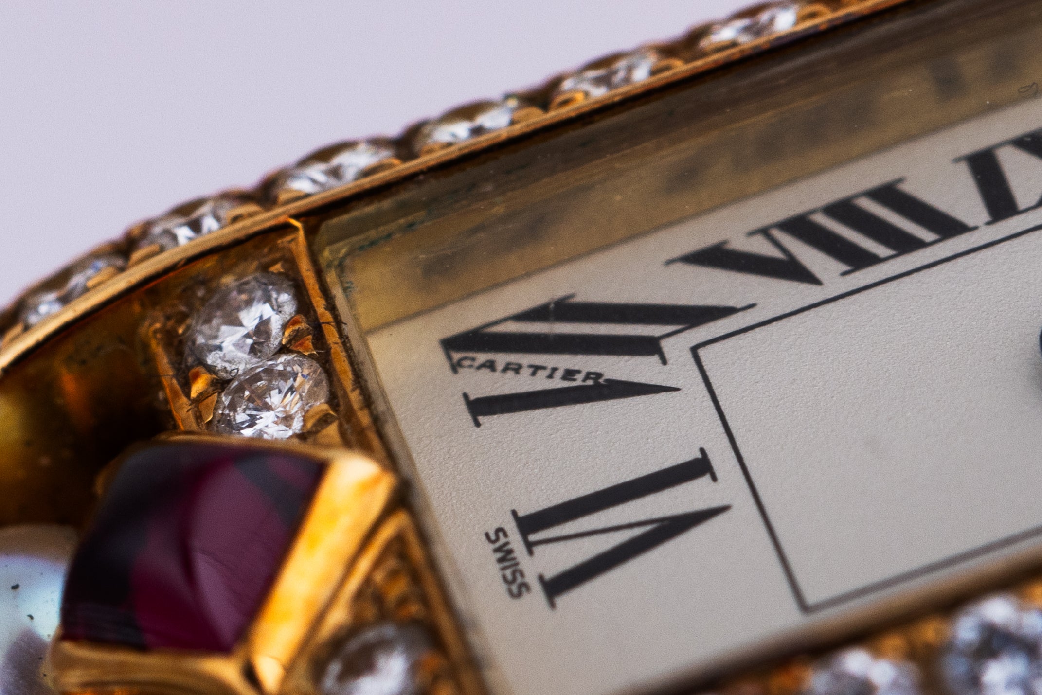 Rare Cartier Pearl Mini Tank Quartz | REF. 828006 | 14mm | Pearl Integrated Bracelet | Ruby & Diamonds | 18k Yellow Gold