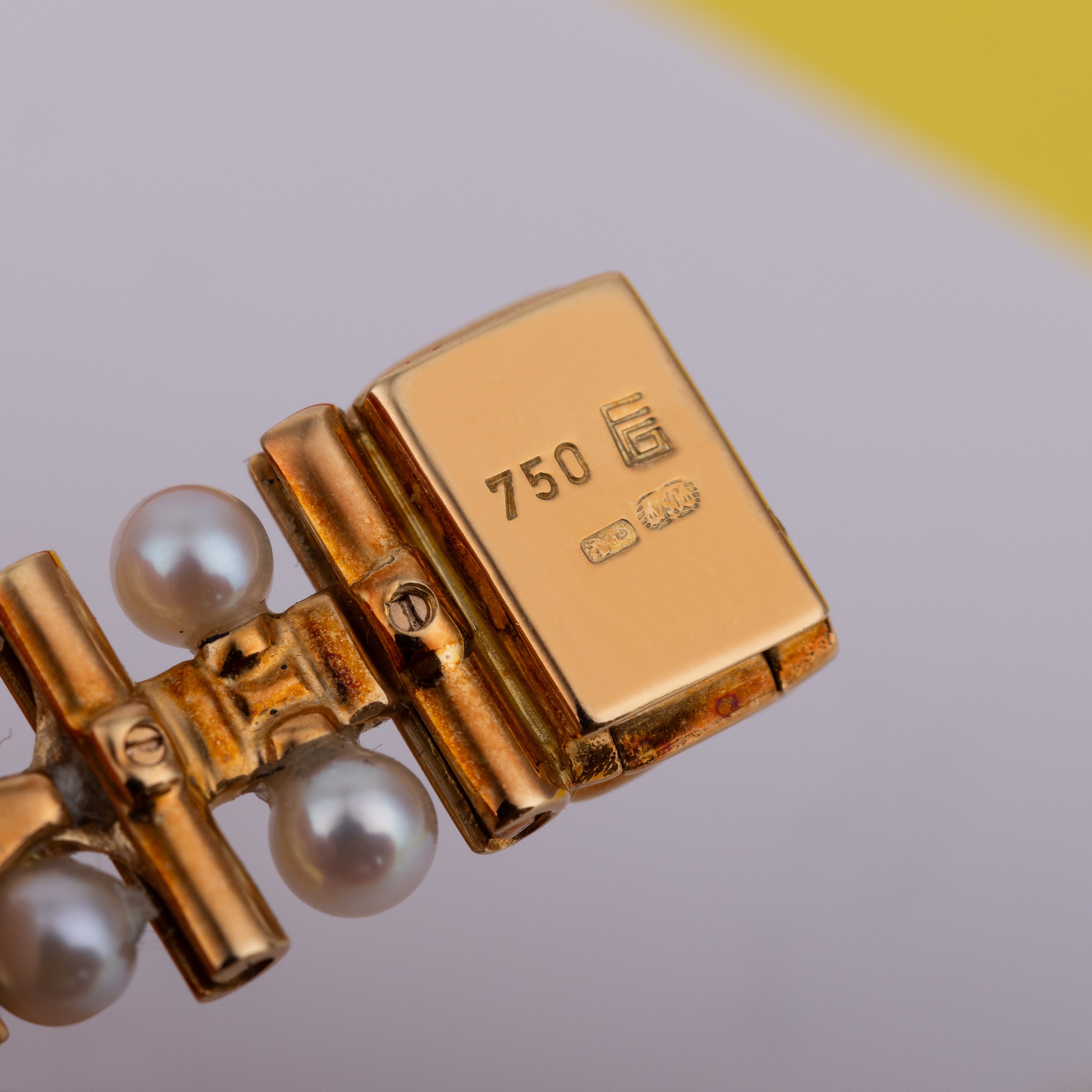 Rare Cartier Pearl Mini Tank Quartz | REF. 828006 | 14mm | Pearl Integrated Bracelet | Ruby & Diamonds | 18k Yellow Gold