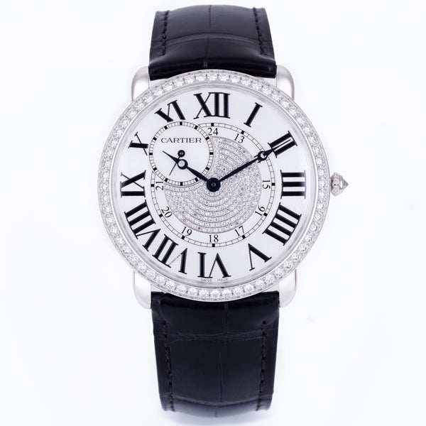 Cartier Ronde Louis Cartier | REF. WR007004 | 18k White Gold | Pavé Diamond Center Dial & Bezel