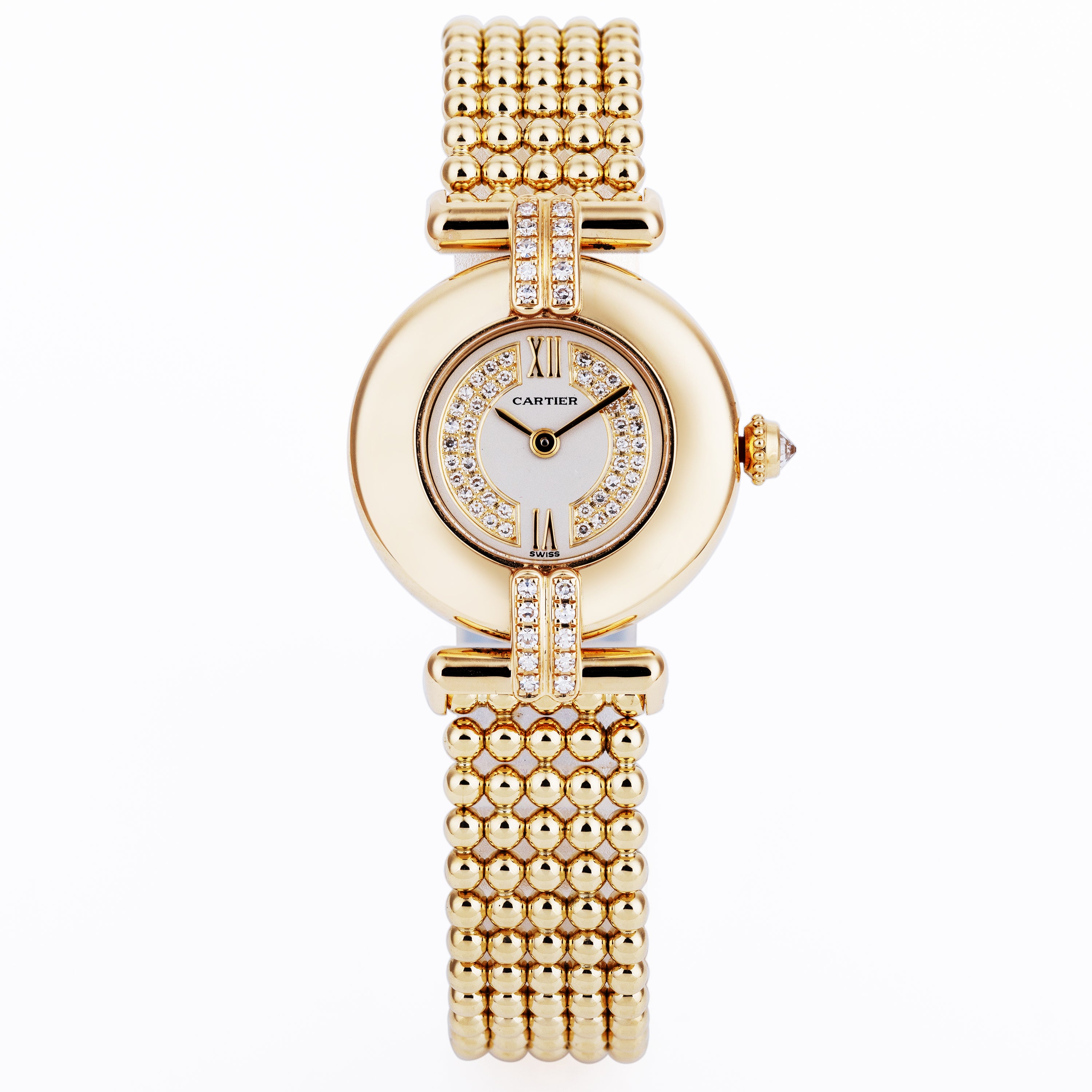 Cartier Colisee | REF. 1980 1 | Diamond Dial & Shoulders | Ball Chain Bracelet | 18k Yellow Gold | 24mm | Circa 1980's-1990's