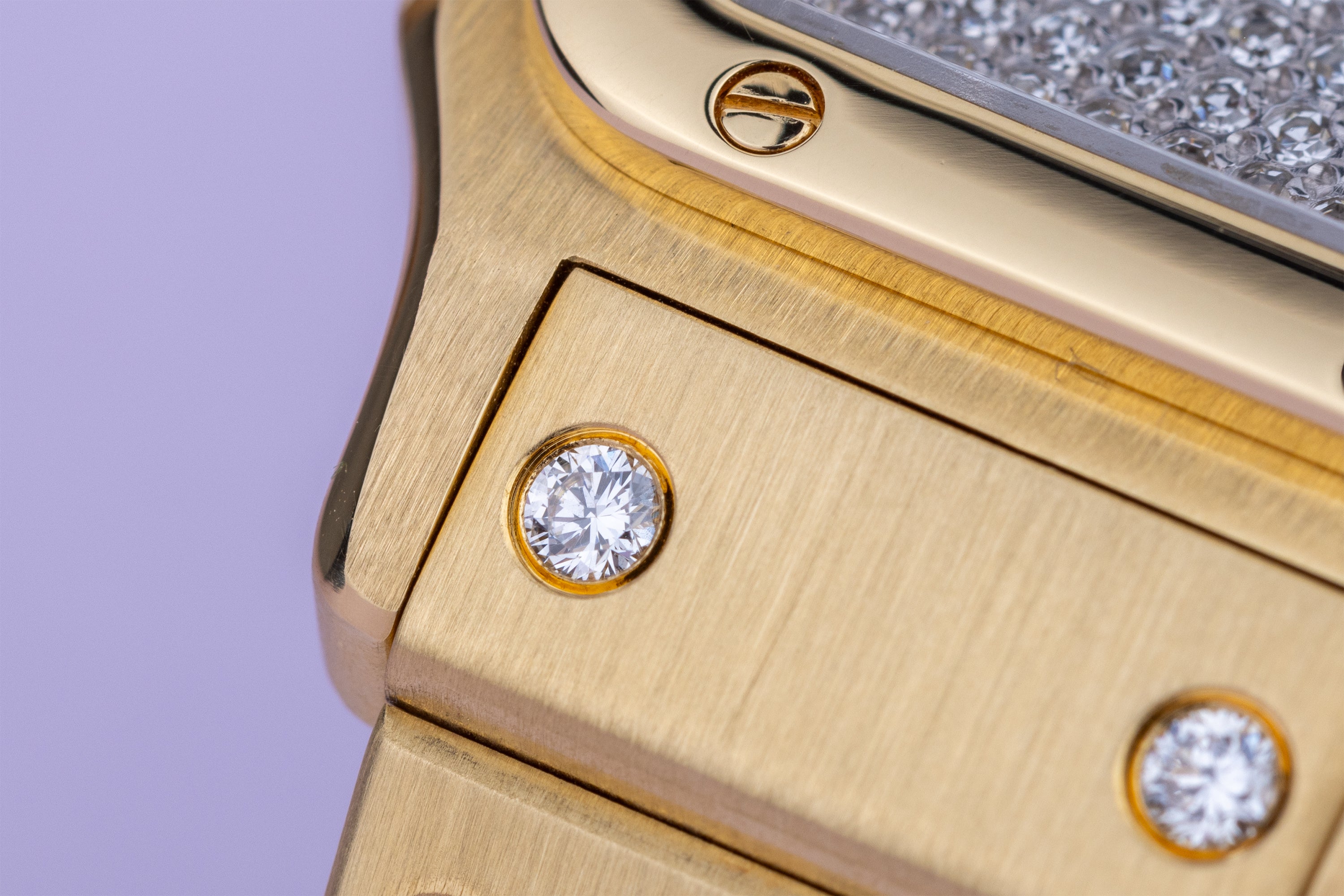 Cartier Santos Galbée | REF. 808010 | Pave Diamond Dial & Bracelet | Automatic | 18k Yellow Gold | 23.5mm