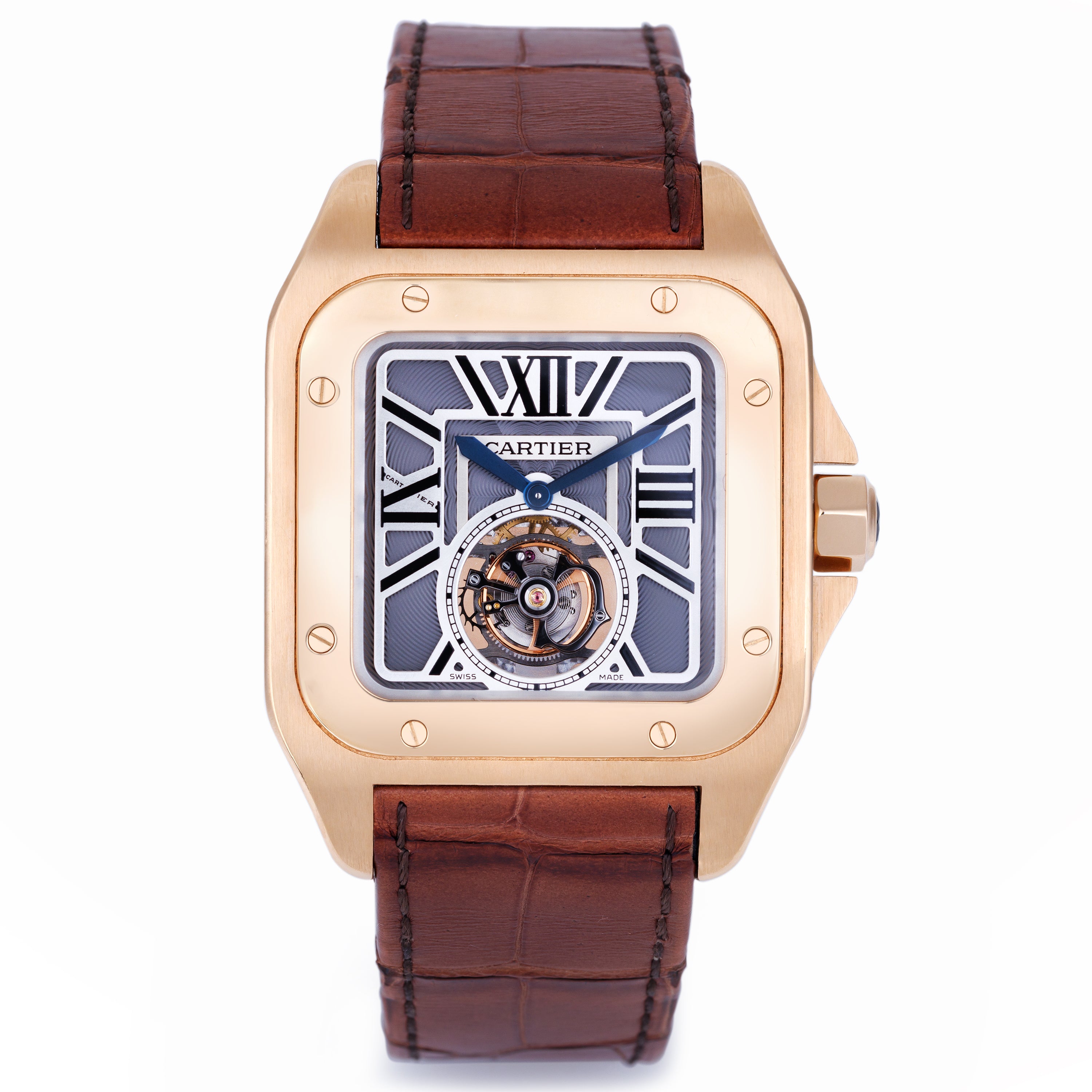Rare Cartier Santos 100 Flying Tourbillon XL | REF. W2020019 / 3086 | 18k Rose Gold | Manual Wind | Box & Papers | 2012