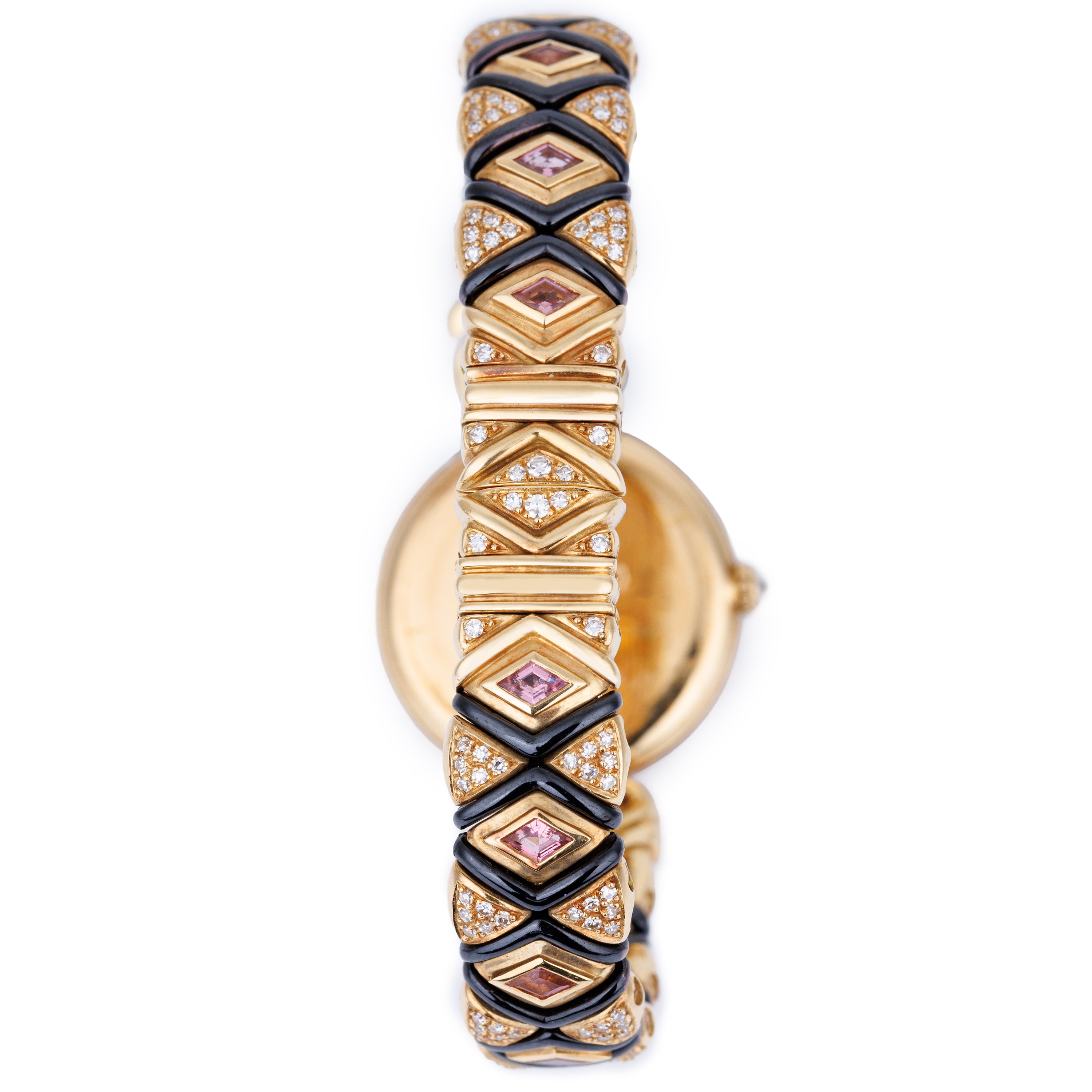 Unworn Cartier Colisee | REF. 881092 | Pave Diamonds, Tourmaline & Hematite | 24mm | 18k Yellow Gold