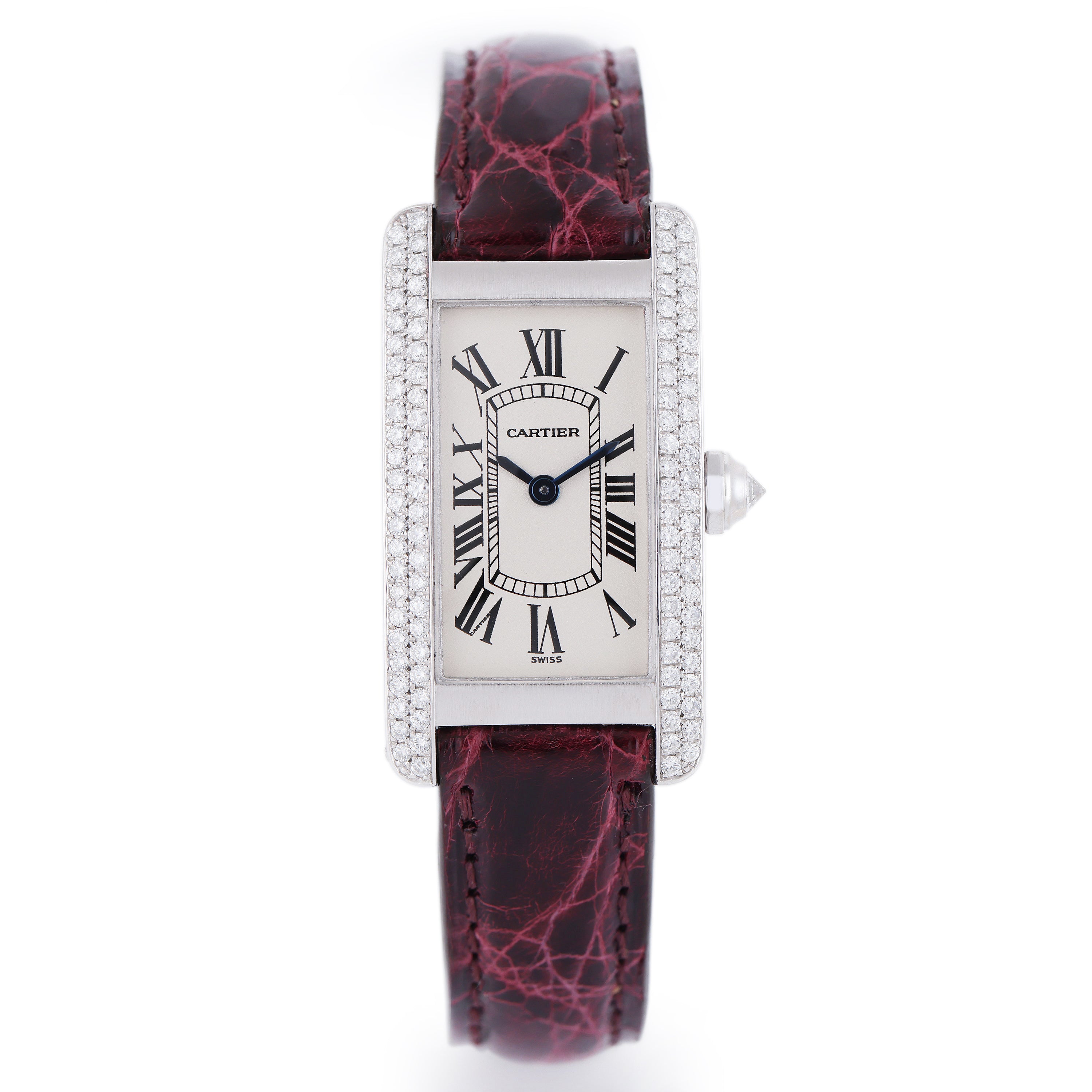 Cartier Tank Americaine | REF. 1713 | Double Row Diamond Bezel | 18k White Gold | 19mm