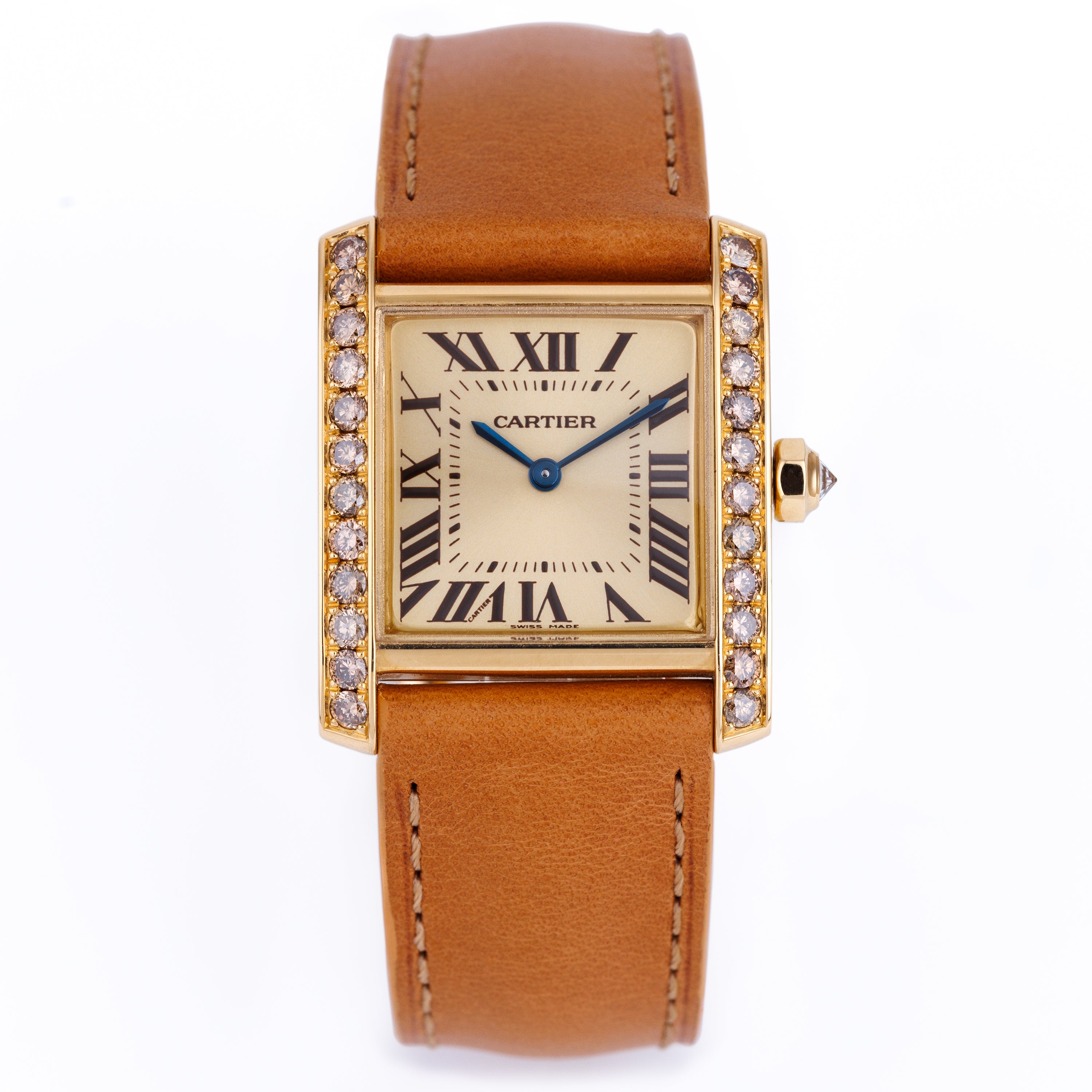 Rare Cartier Tank Francaise | REF. 1821 | Champagne Diamonds | 18k Yellow Gold | 25mm | Circa 2000's
