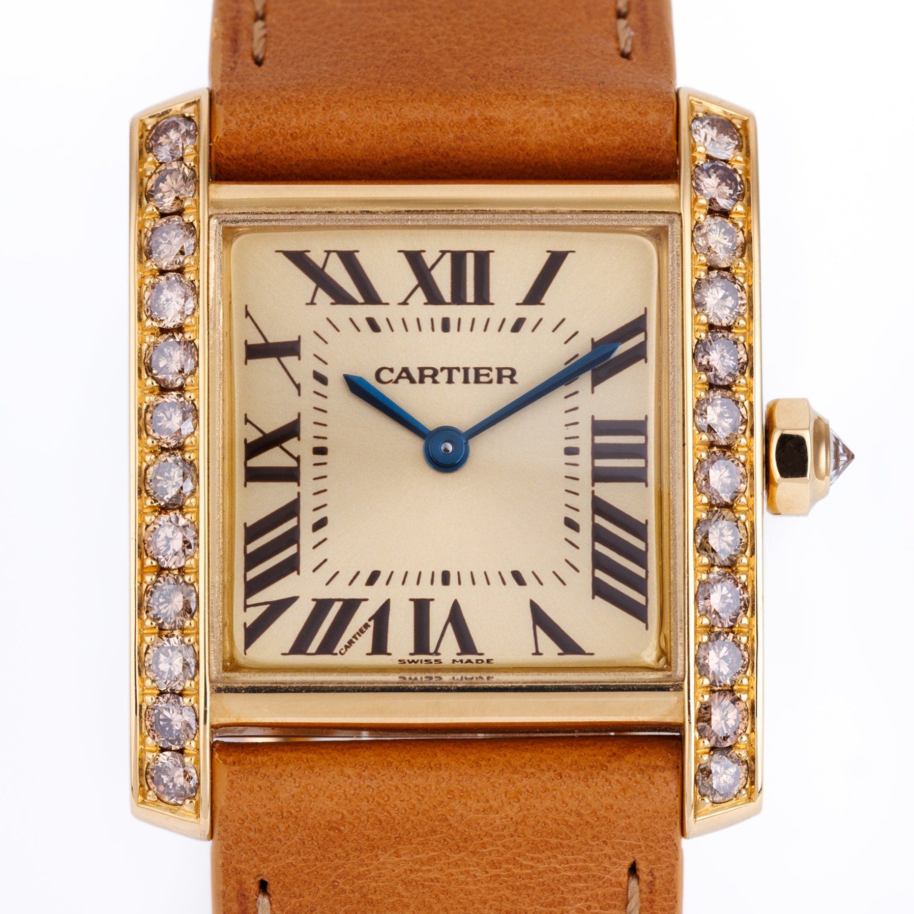 Rare Cartier Tank Francaise | REF. 1821 | Champagne Diamonds | 18k Yellow Gold | 25mm | Circa 2000's
