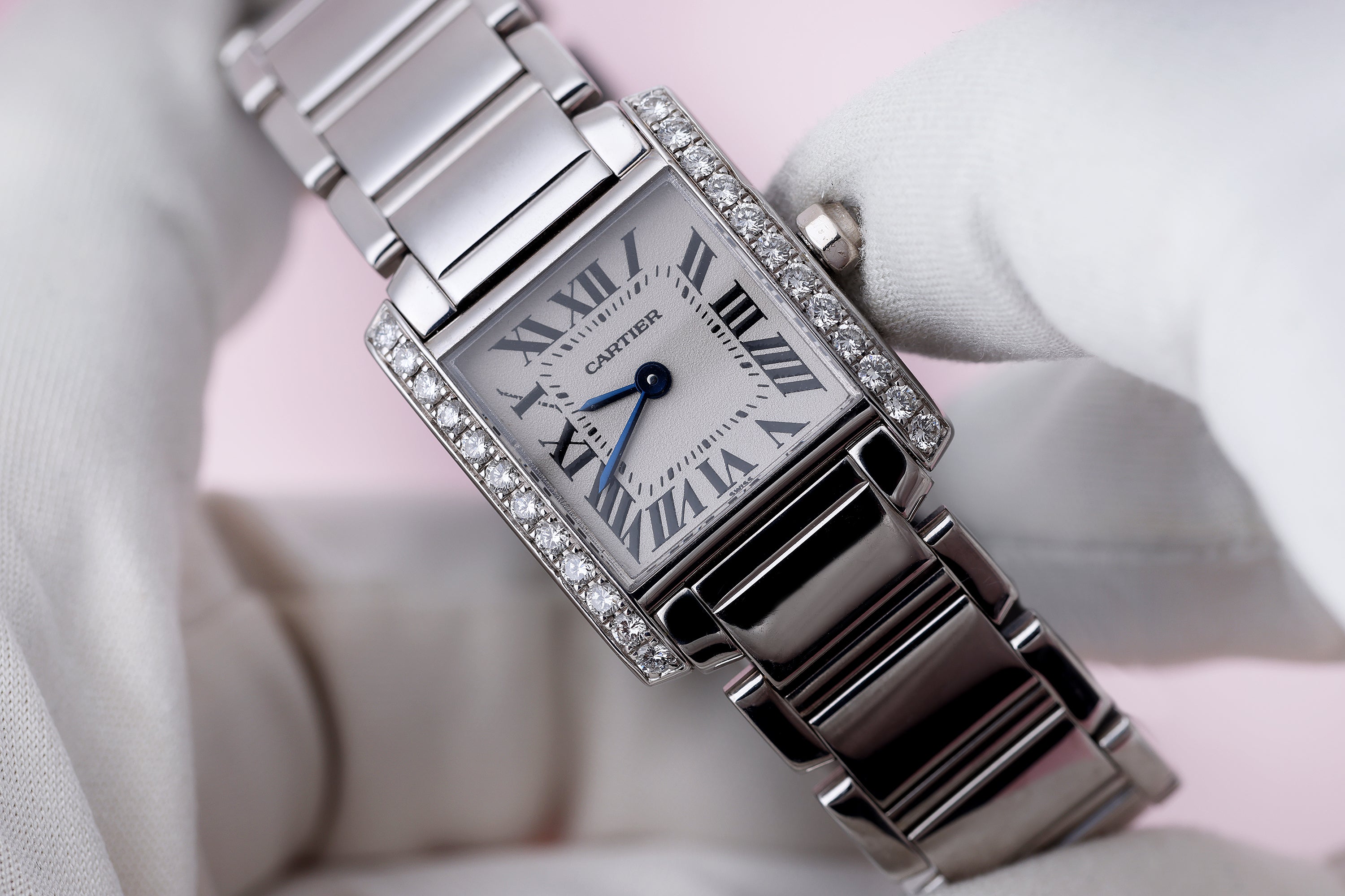 Cartier Tank Francaise | REF. WE1002S3 / 2365 | Diamond Bezel | 20mm | 18k White Gold | Box & Papers