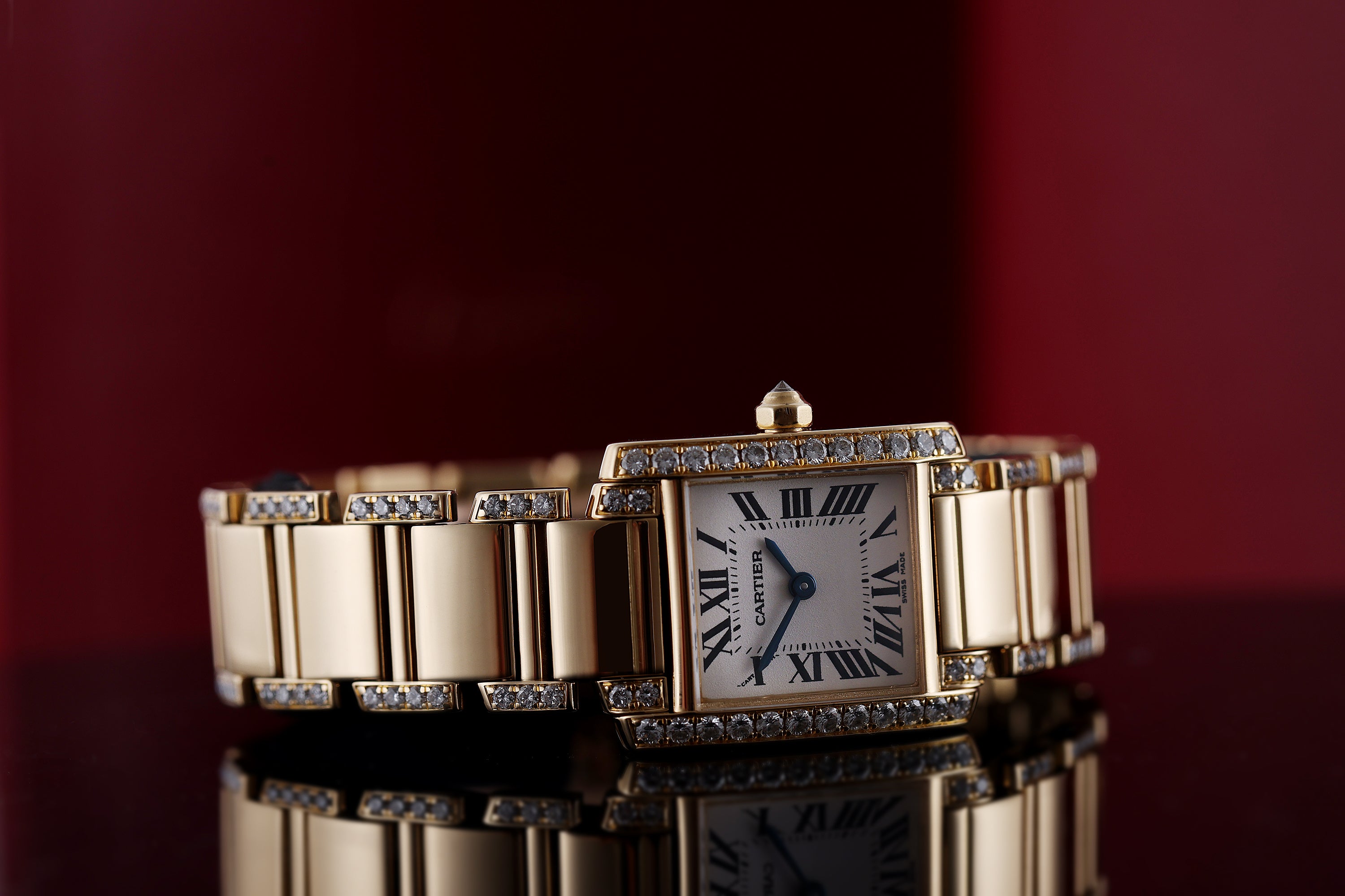 Cartier Tank Francaise | REF. 2385 | Diamond Bezel & Bracelet | 18k Yellow Gold | Box | 2000's