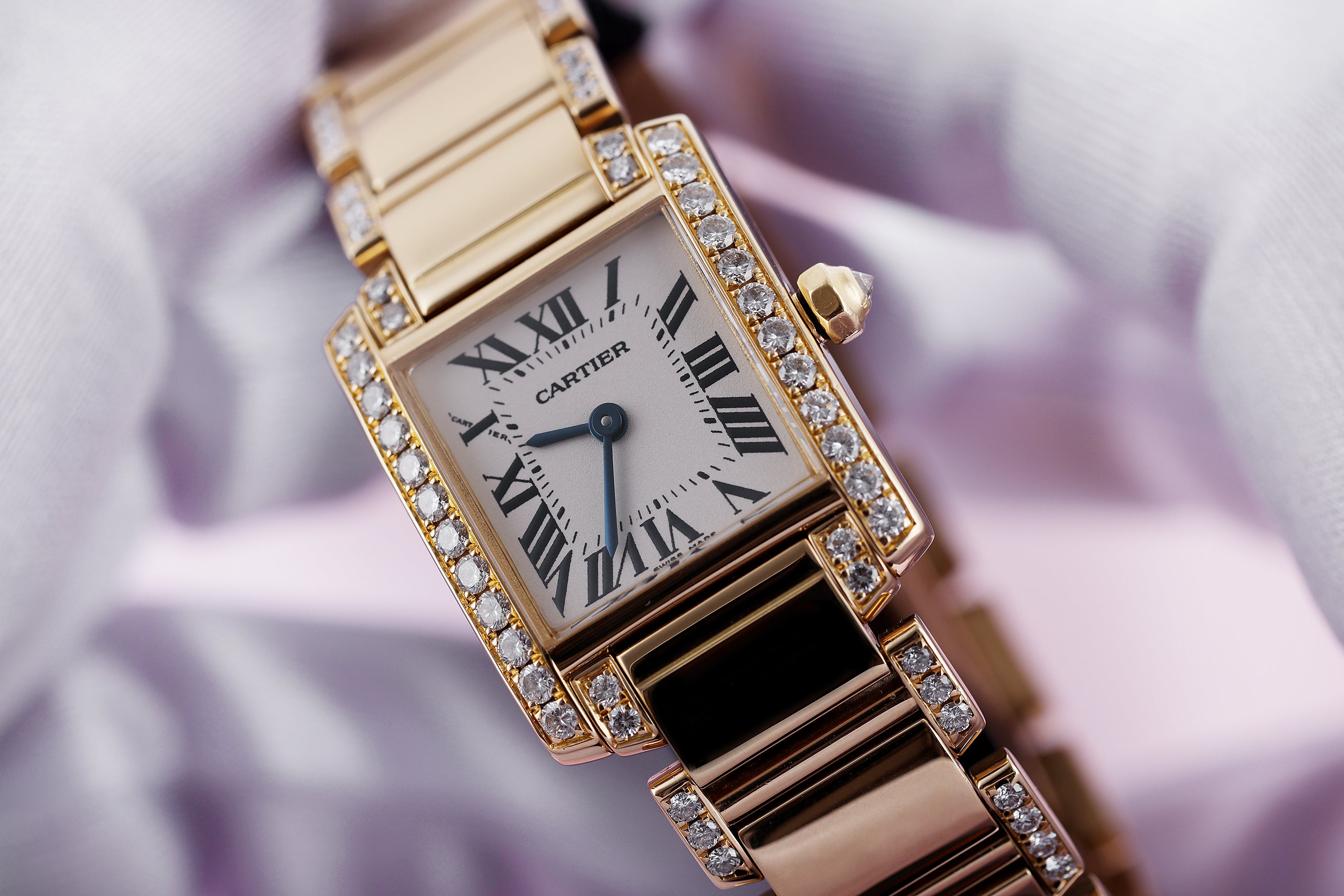 Cartier Tank Francaise | REF. 2385 | Diamond Bezel & Bracelet | 18k Yellow Gold | Box | 2000's