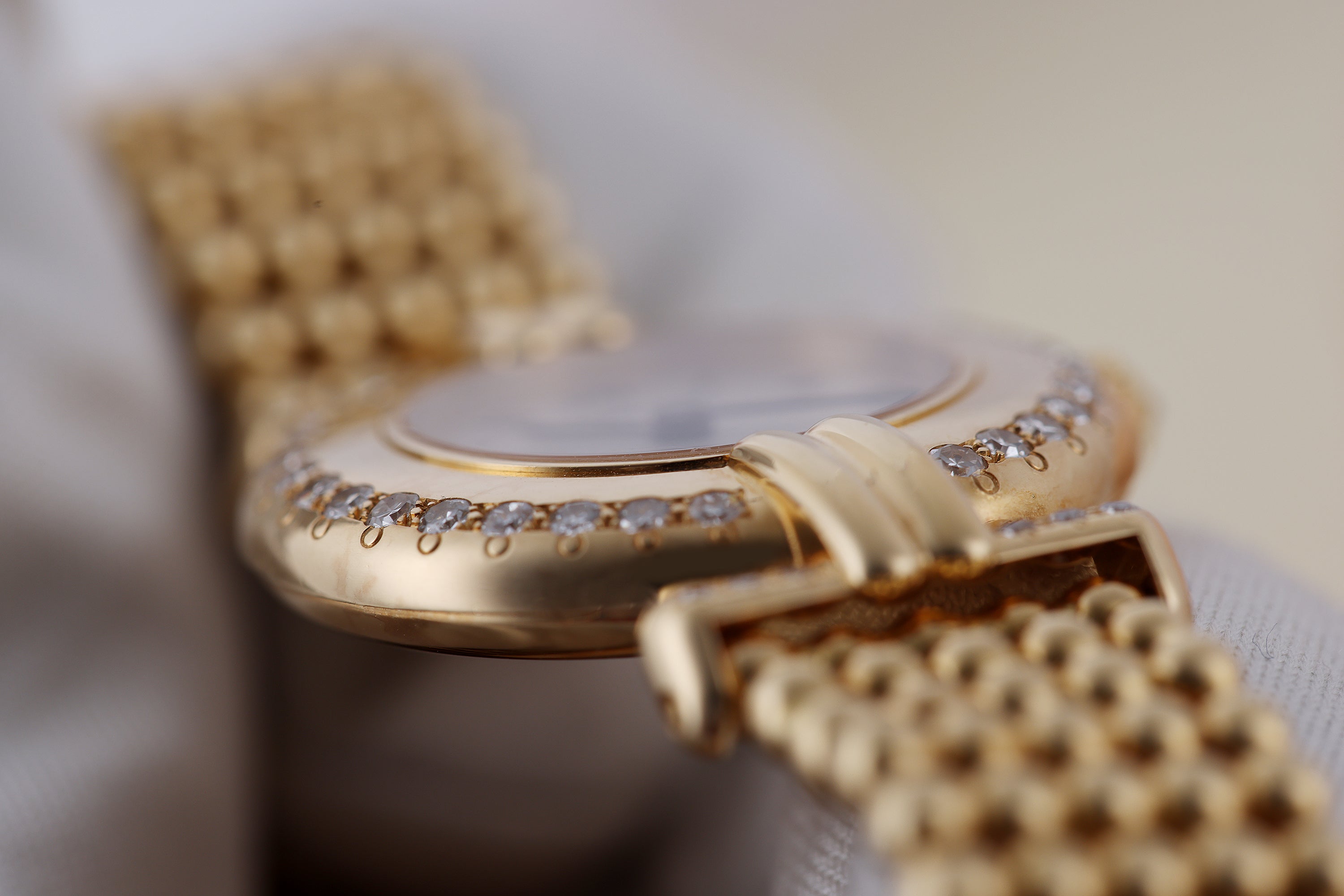 Cartier Colisee | REF. 881092 | Diamond Bezel & Shoulders | Ball Chain Bracelet | 18k Yellow Gold | 24mm | Circa 1990's