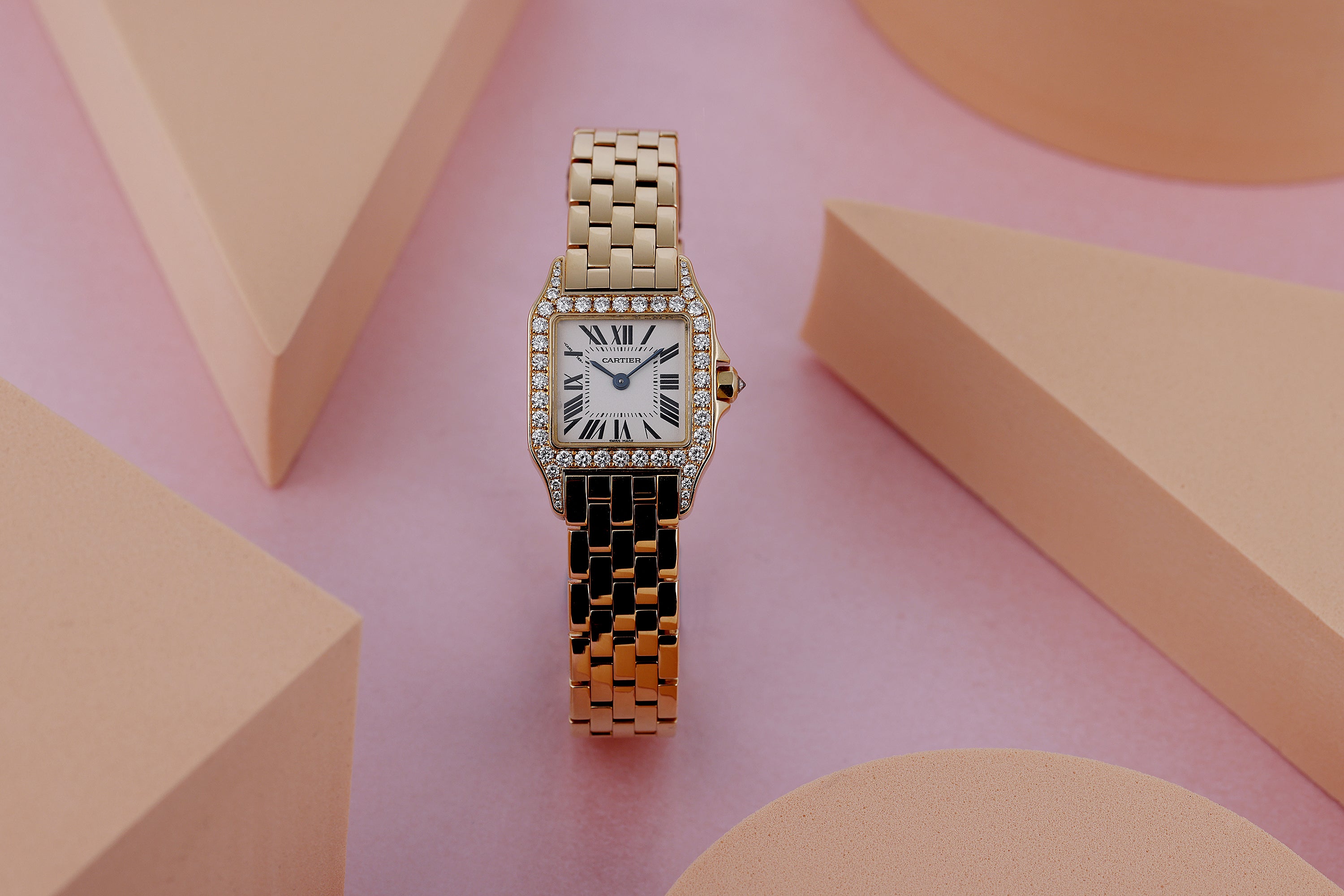 Cartier Santos Demoiselle | REF. 2699 | Diamond Bezel | White Dial | 20mm | 18k Yellow Gold
