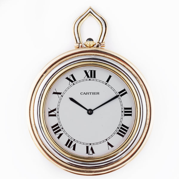 Cartier Pendant Watch | Tri-Colour Gold | 18k White, Rose & Yellow Gold | 46mm | Manual Wind | 1990's