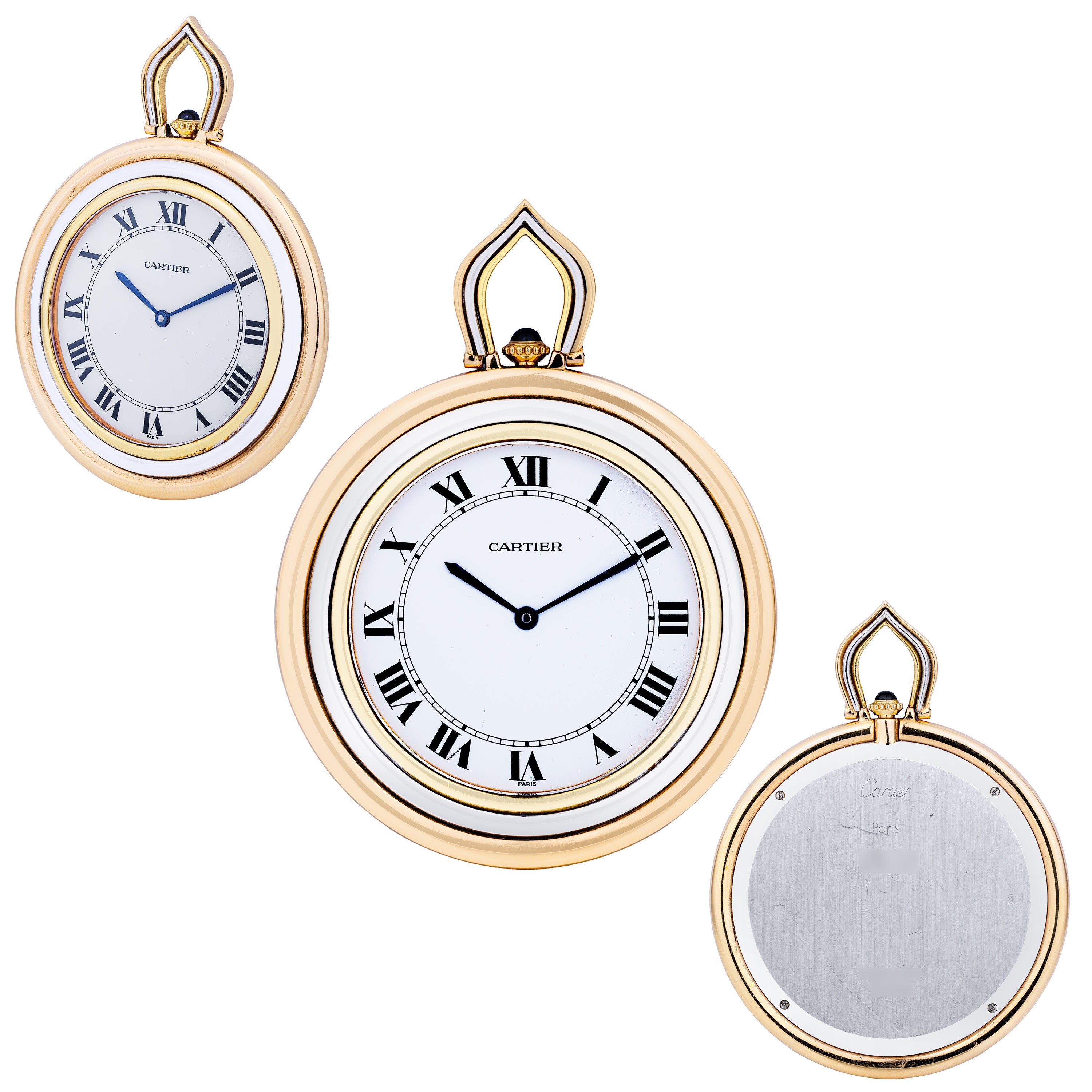 Cartier Pendant Watch | Tri-Colour Gold | 18k White, Rose & Yellow Gold | 46mm | Manual Wind | 1990's