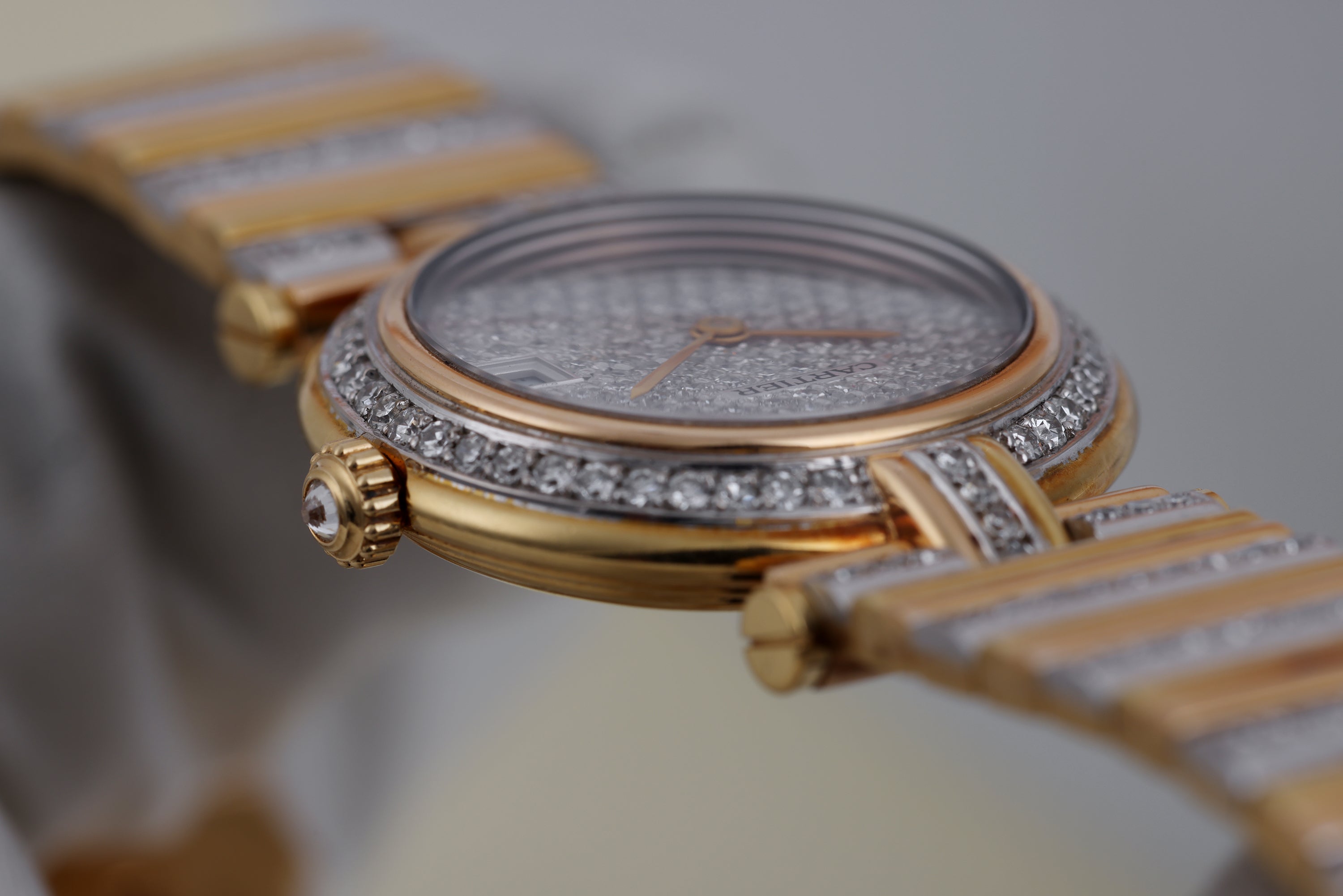Cartier Vendome Pavé Diamonds | REF. 8395 | Two-Tone 18k Yellow & White Gold | 26mm | 2000's