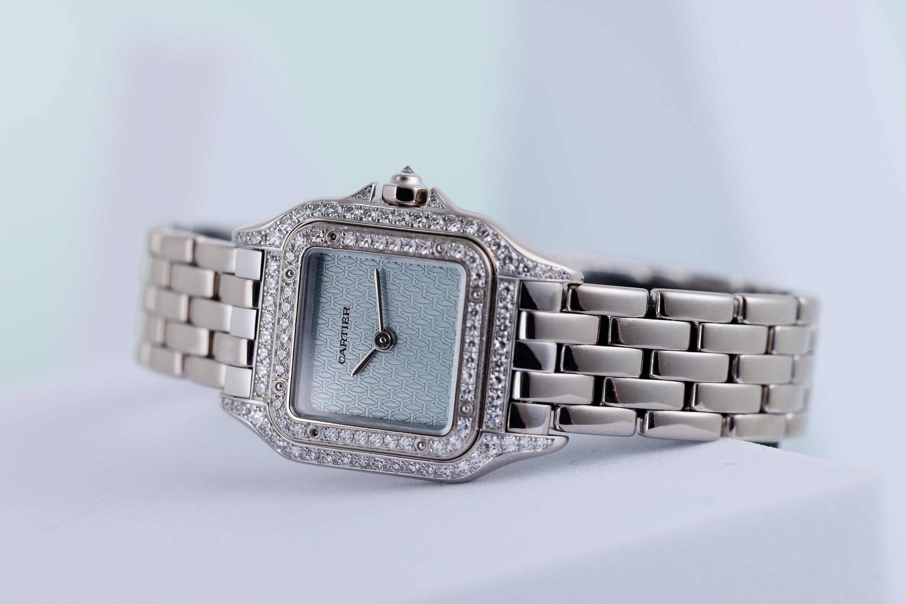 Cartier Panthere | REF. 1660 | Ice Blue Dial | Diamond Bezel, Case & Shoulders | 18k White Gold