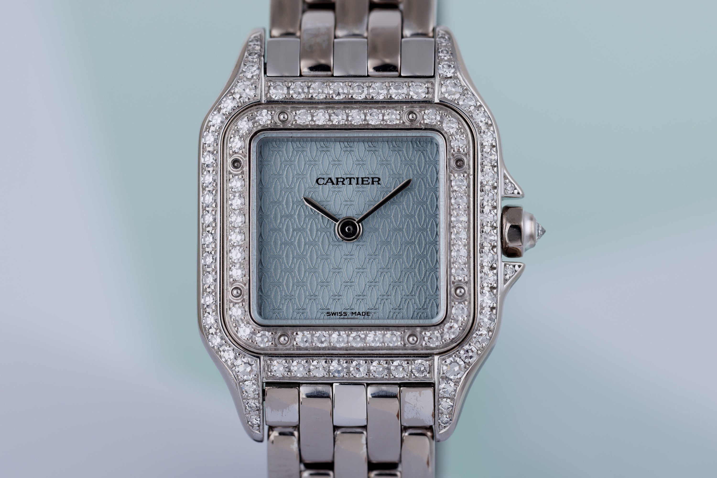 Cartier Panthere | REF. 1660 | Ice Blue Dial | Diamond Bezel, Case & Shoulders | 18k White Gold