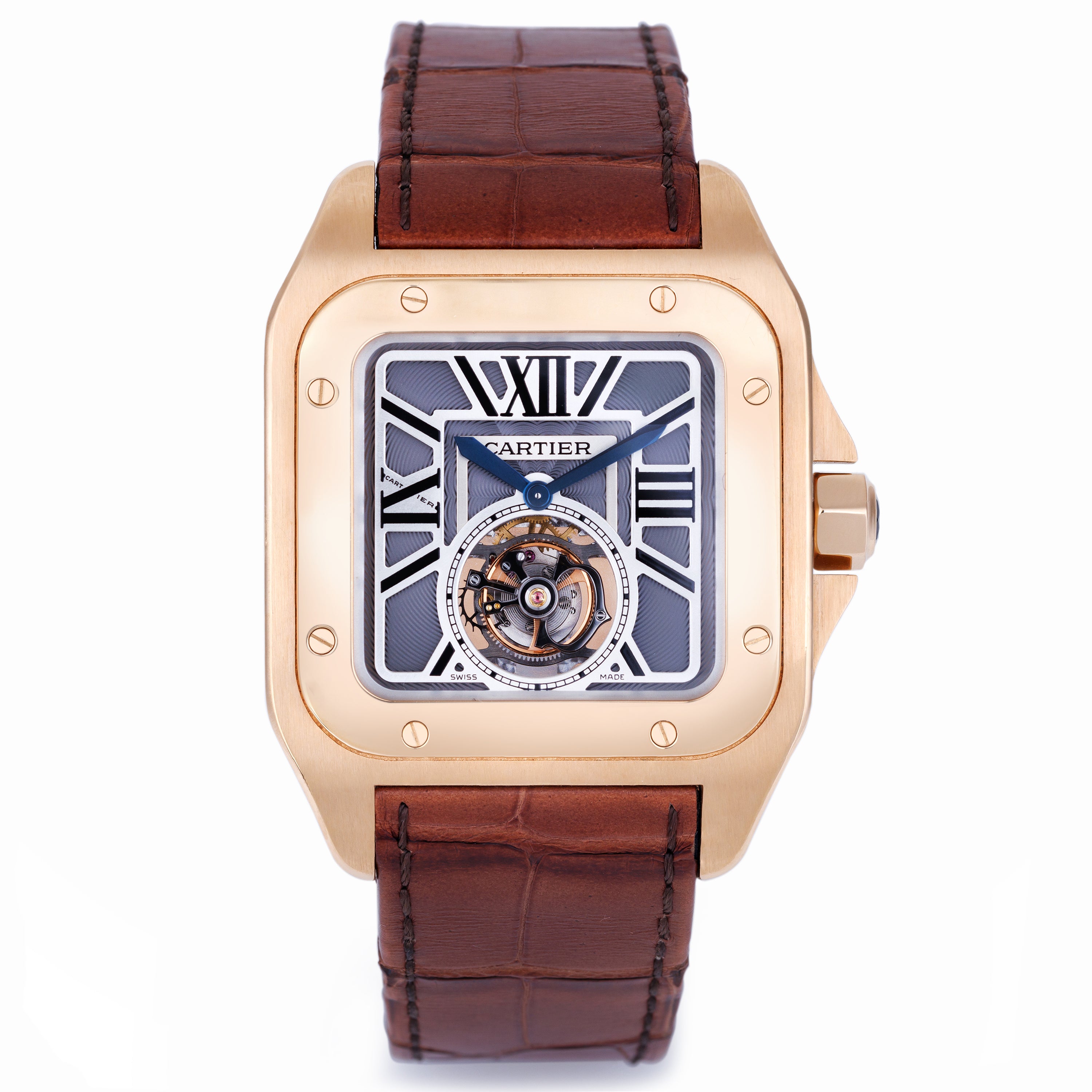 Rare Cartier Santos 100 Flying Tourbillon XL | REF. W2020019 / 3086 | 18k Rose Gold | Manual Wind | Box & Papers | 2012