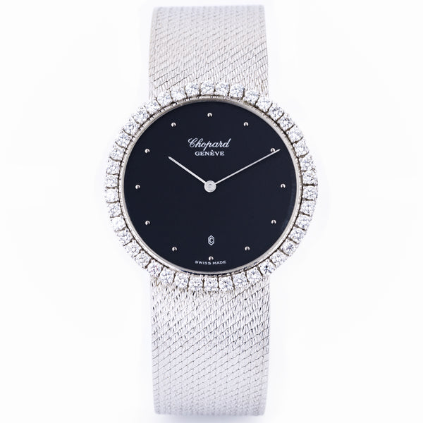 Chopard Vintage Diamond Watch | REF. 1071 | Black Dial | Diamond Bezel | 35mm | 18k White Gold | Circa 1980's