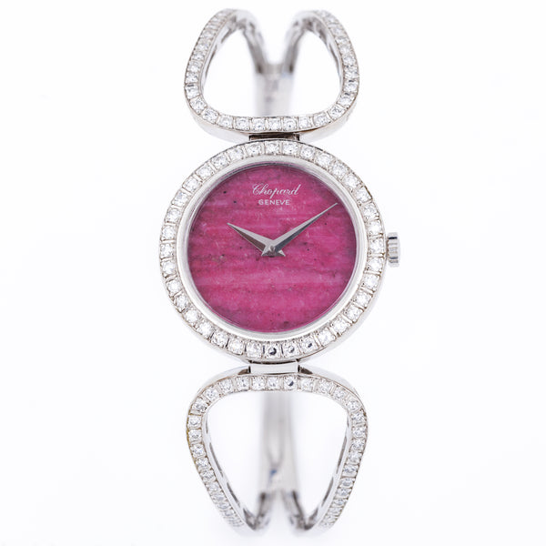 Chopard Ladies Bangle Watch | Rubelite Pink Dial | 18k White Gold | Circa 1970's